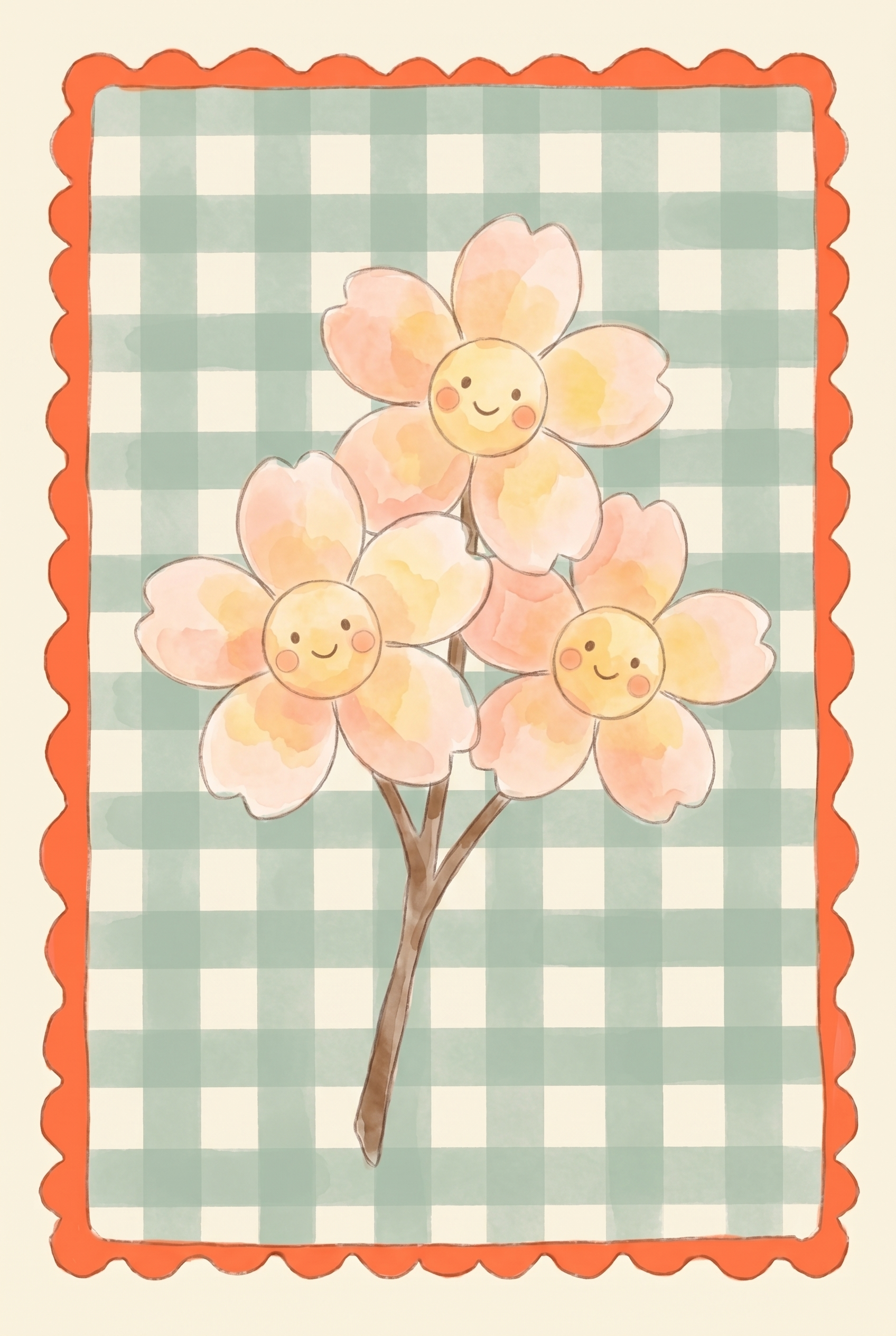 Pink Smiley Face Flower Wall Art - Smiling Floral Trio