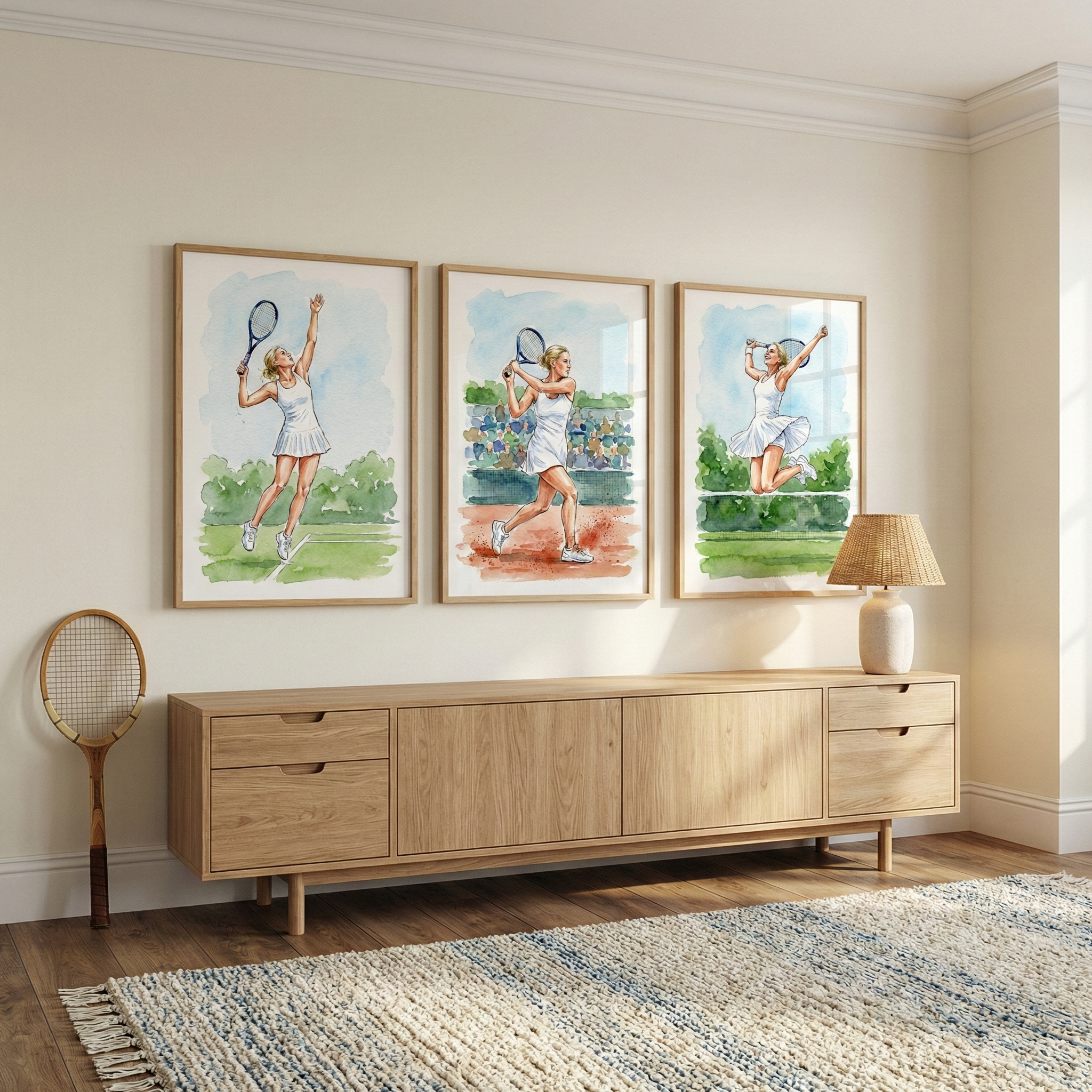 Tennis Player Art Set of 3 - Tennis Motion Study