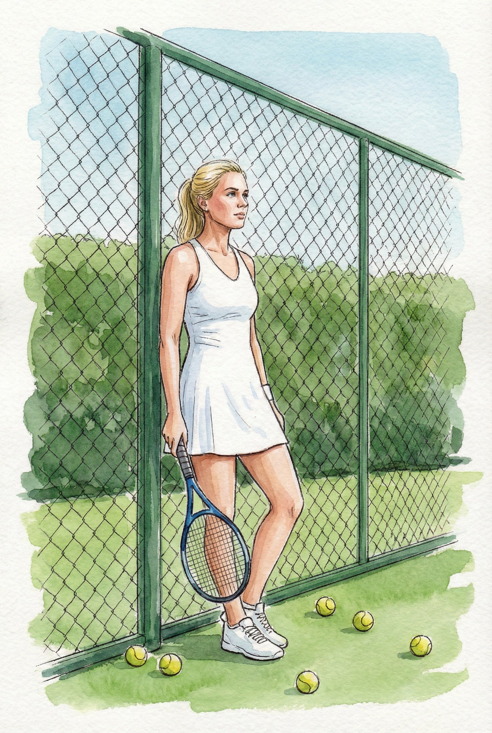 Tennis Player Artwork - Court Side Grace