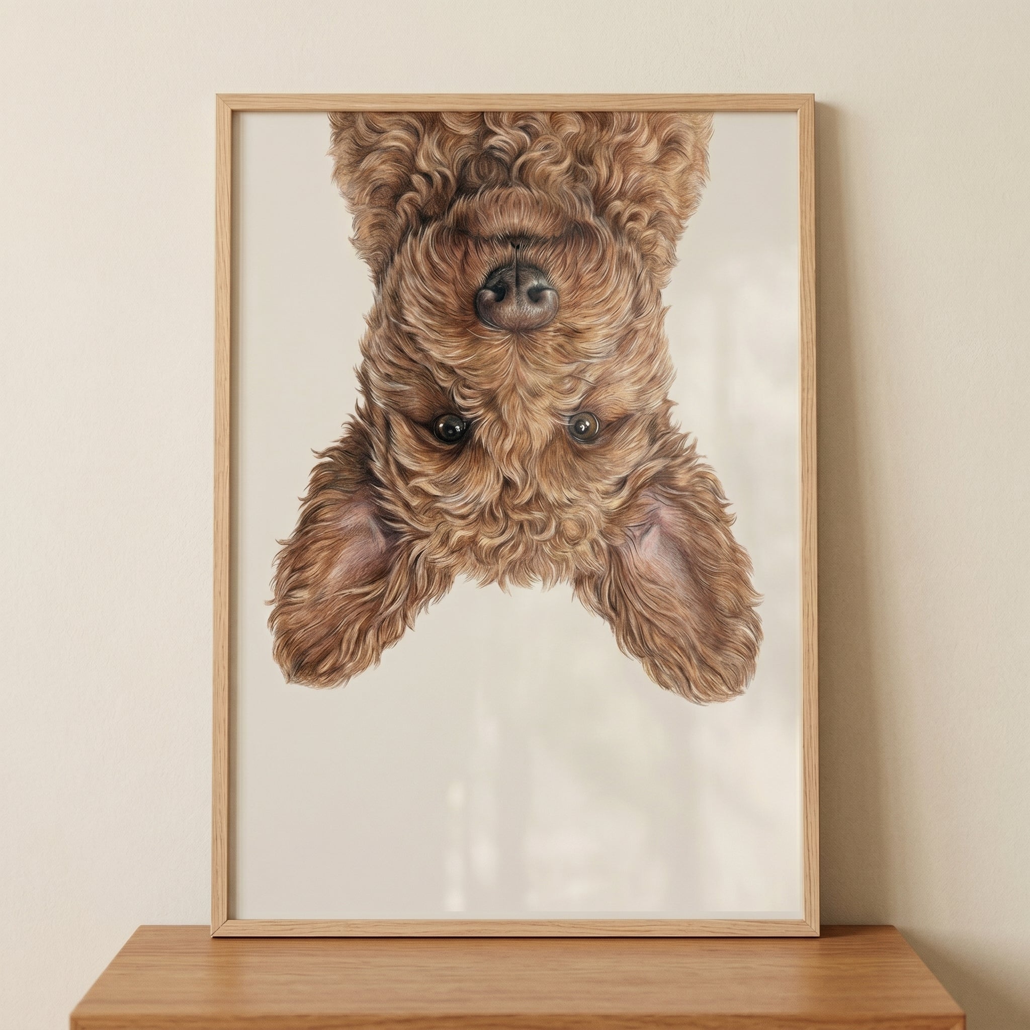 Playful Brown Poodle Mix Wall Art - Topsy Turvy Dog