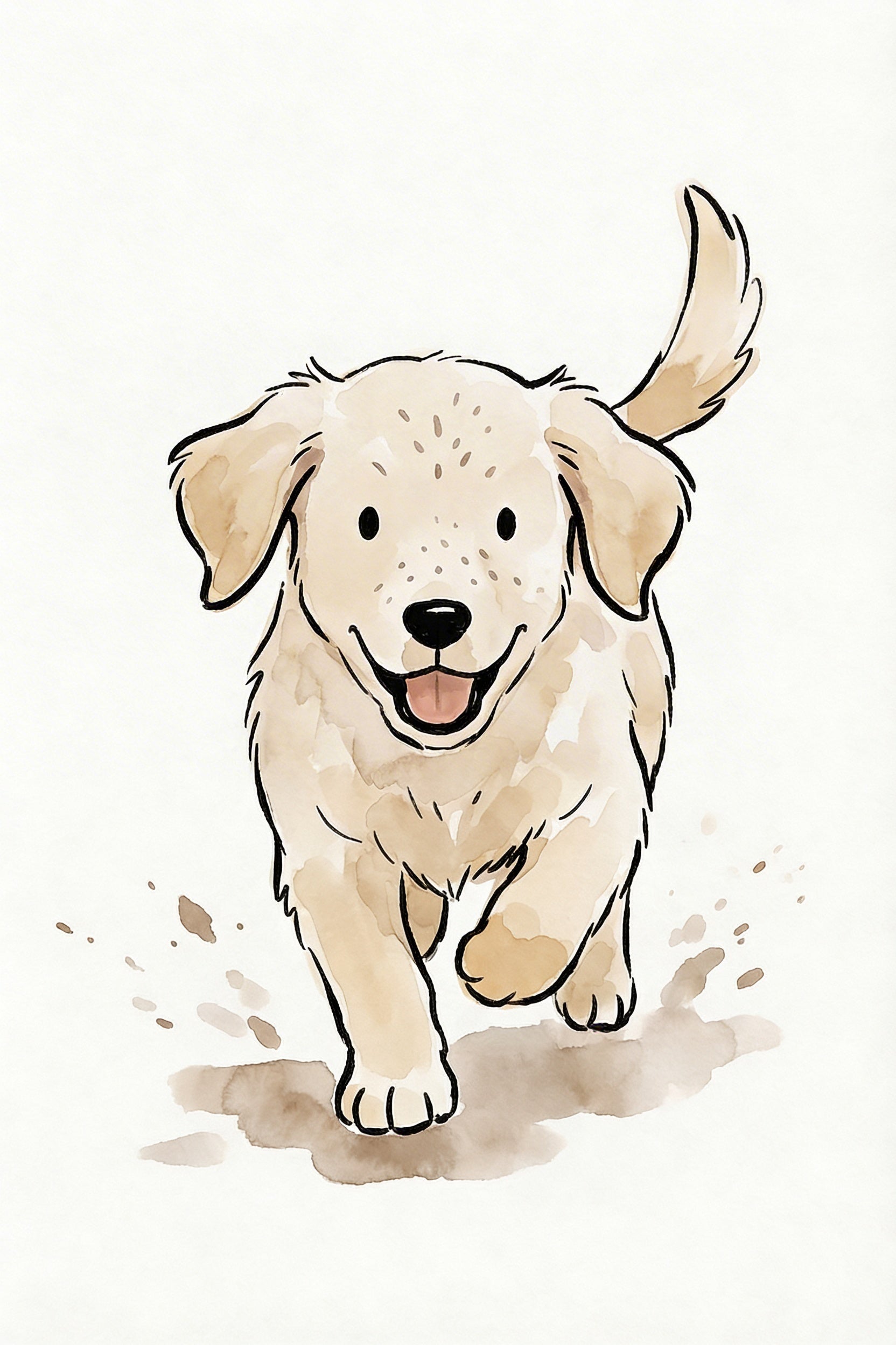 Playful Running Golden Retriever Wall Art - Happy Muddy Paws
