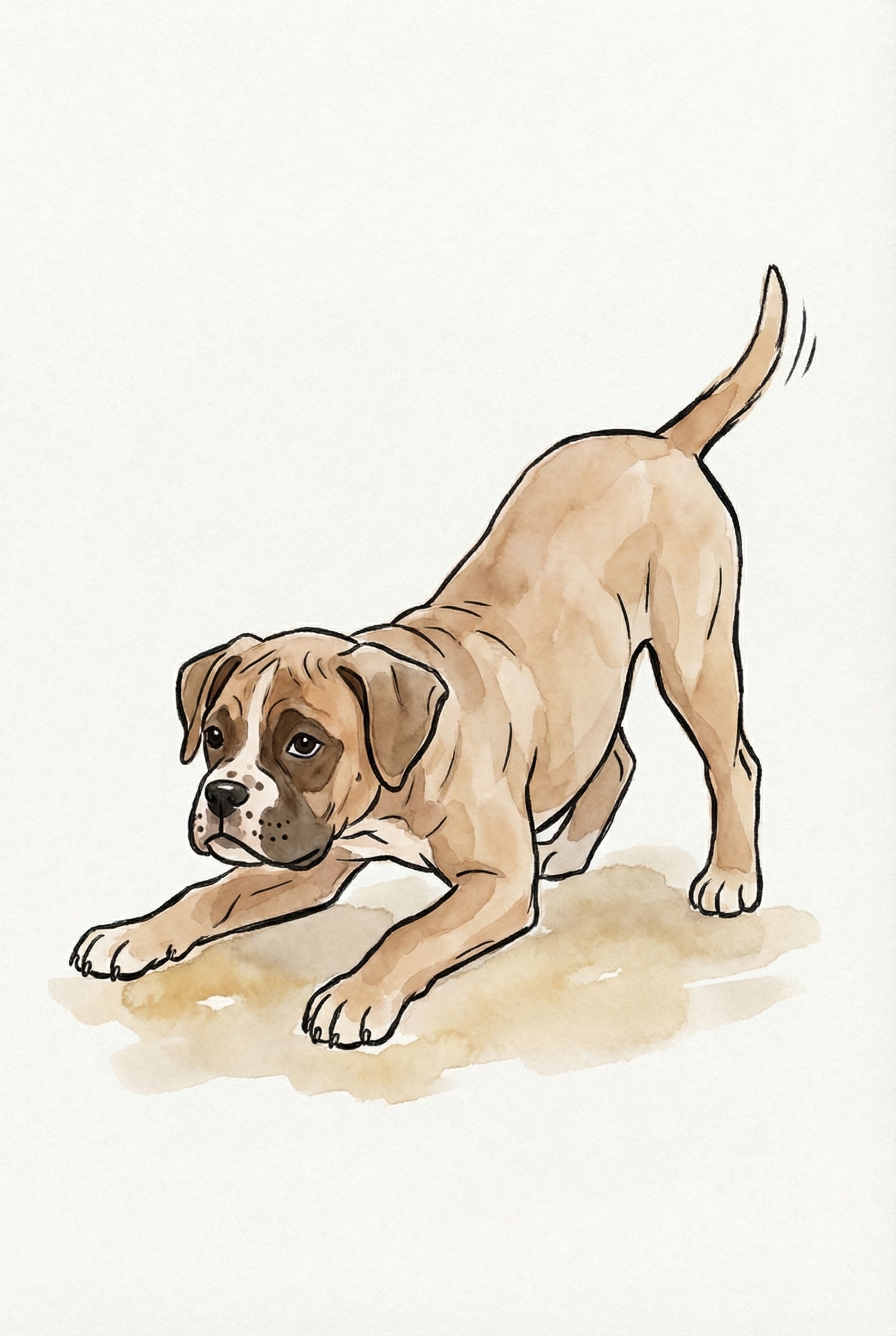 Playful Tan Boxer Puppy Wall Art - Playful Pup Bow