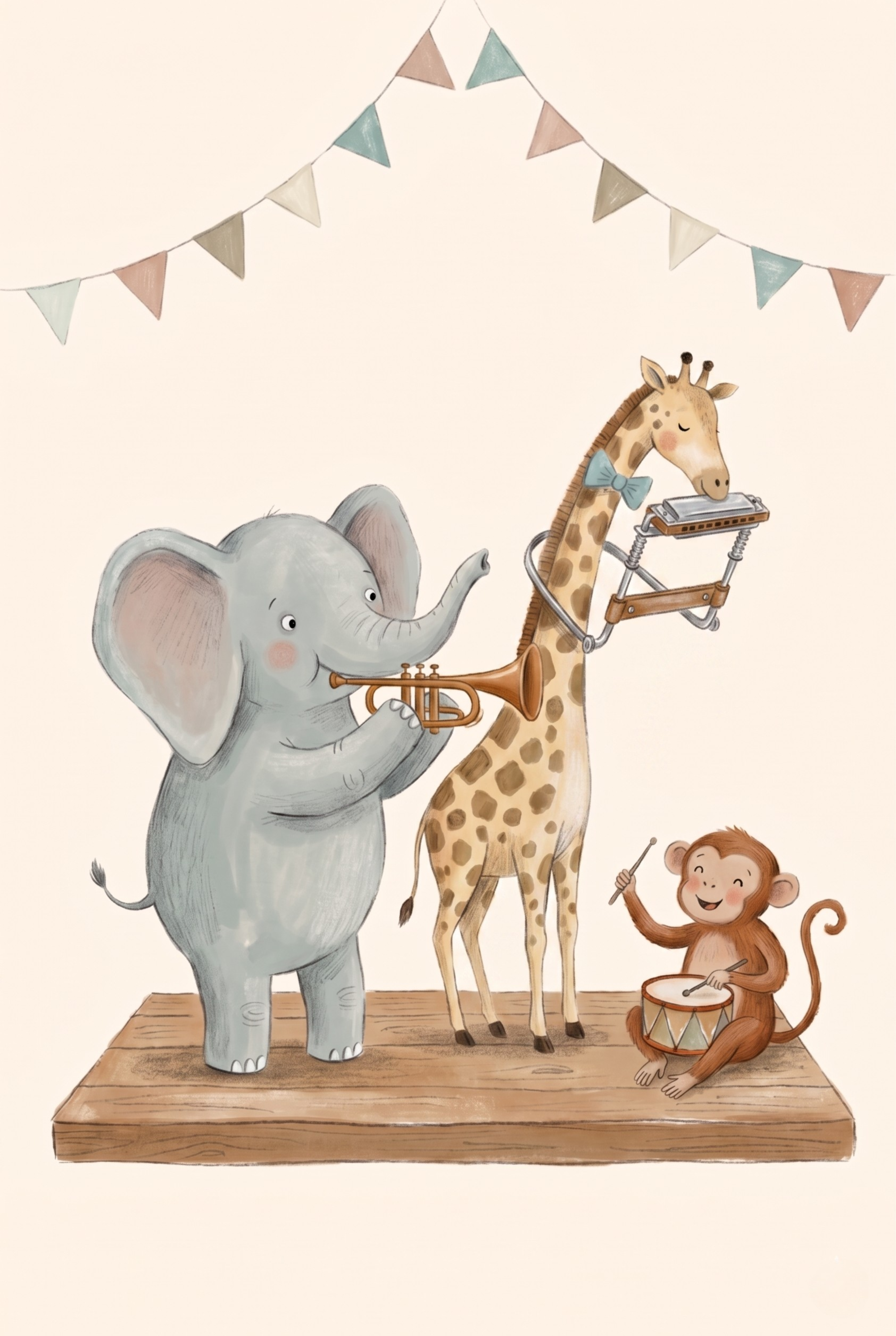 Playing Band Animals Wall Art - Whimsical Animal Band