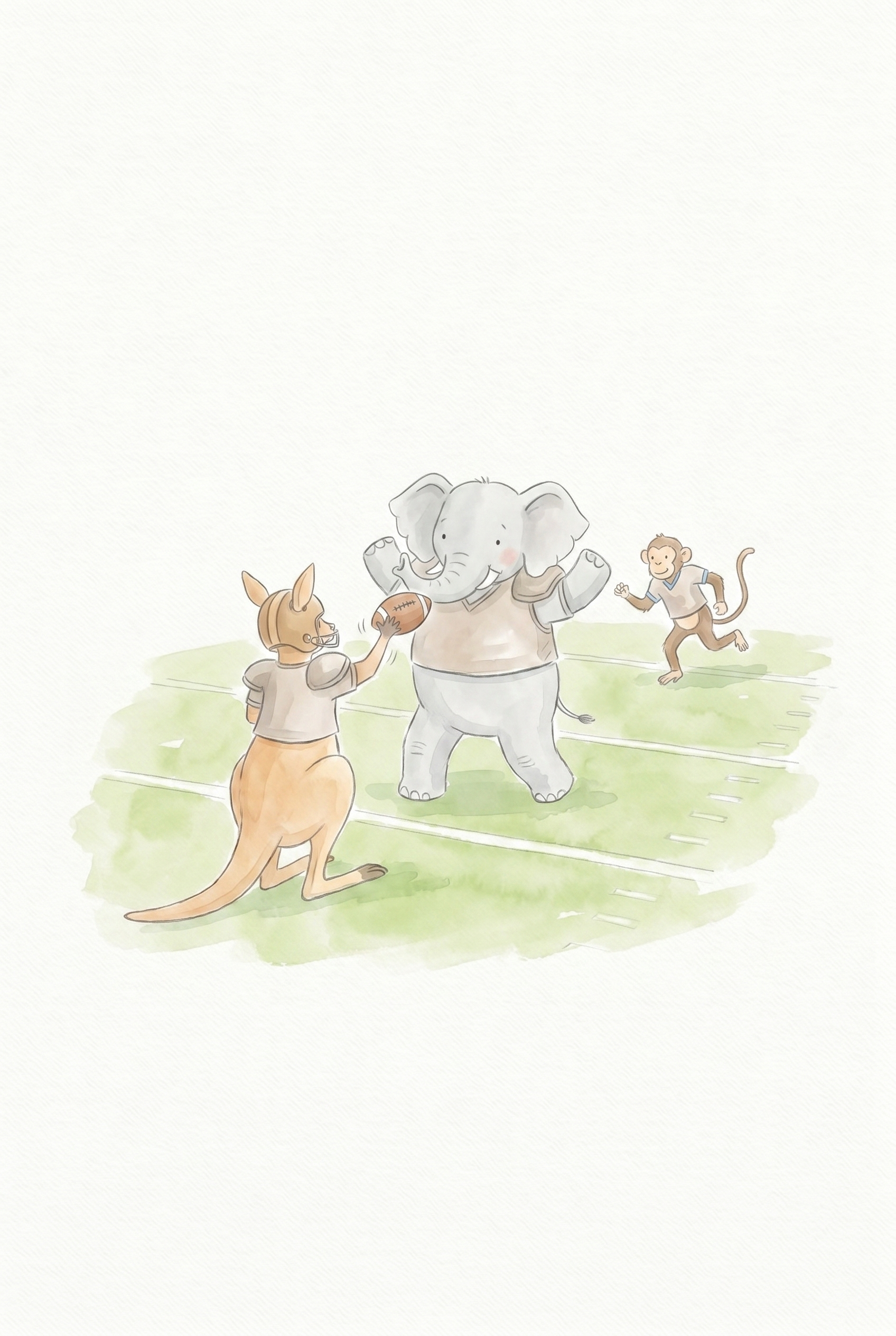 Playing Football Animals Print - Wild Football Friends