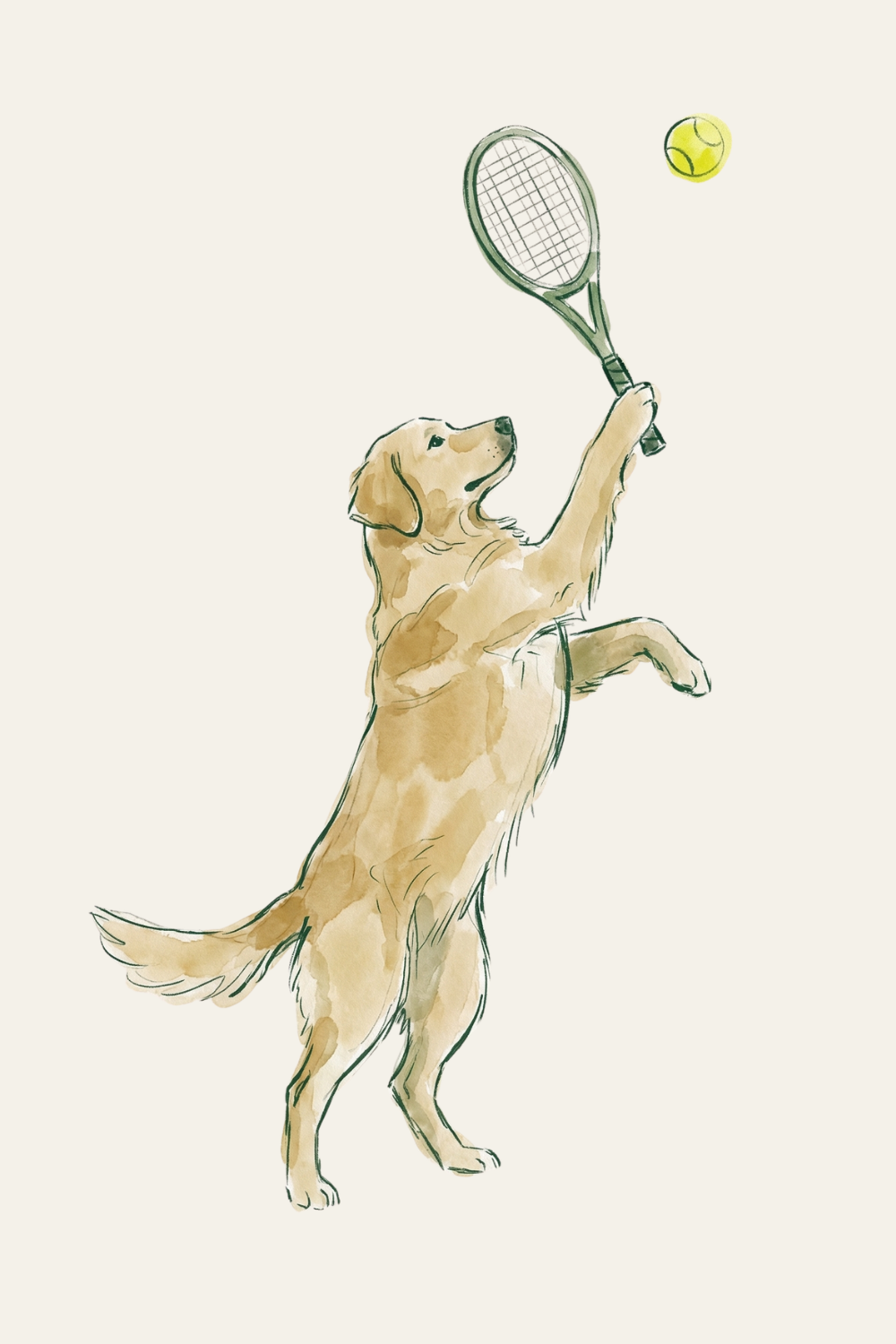 Playing Tennis Golden Retriever Wall Art - Tennis Pro Pup