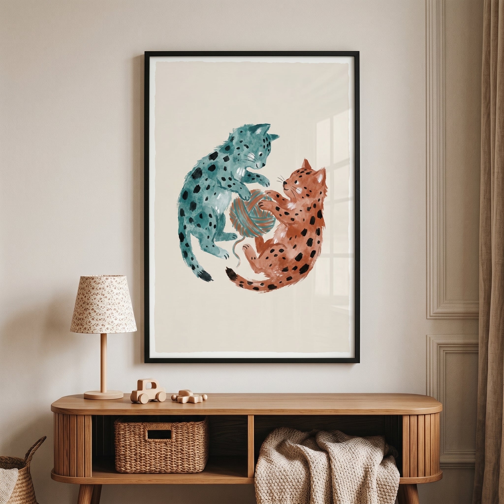 Playing Yarn Spotted Kittens Wall Art - Playful Spotted Kittens