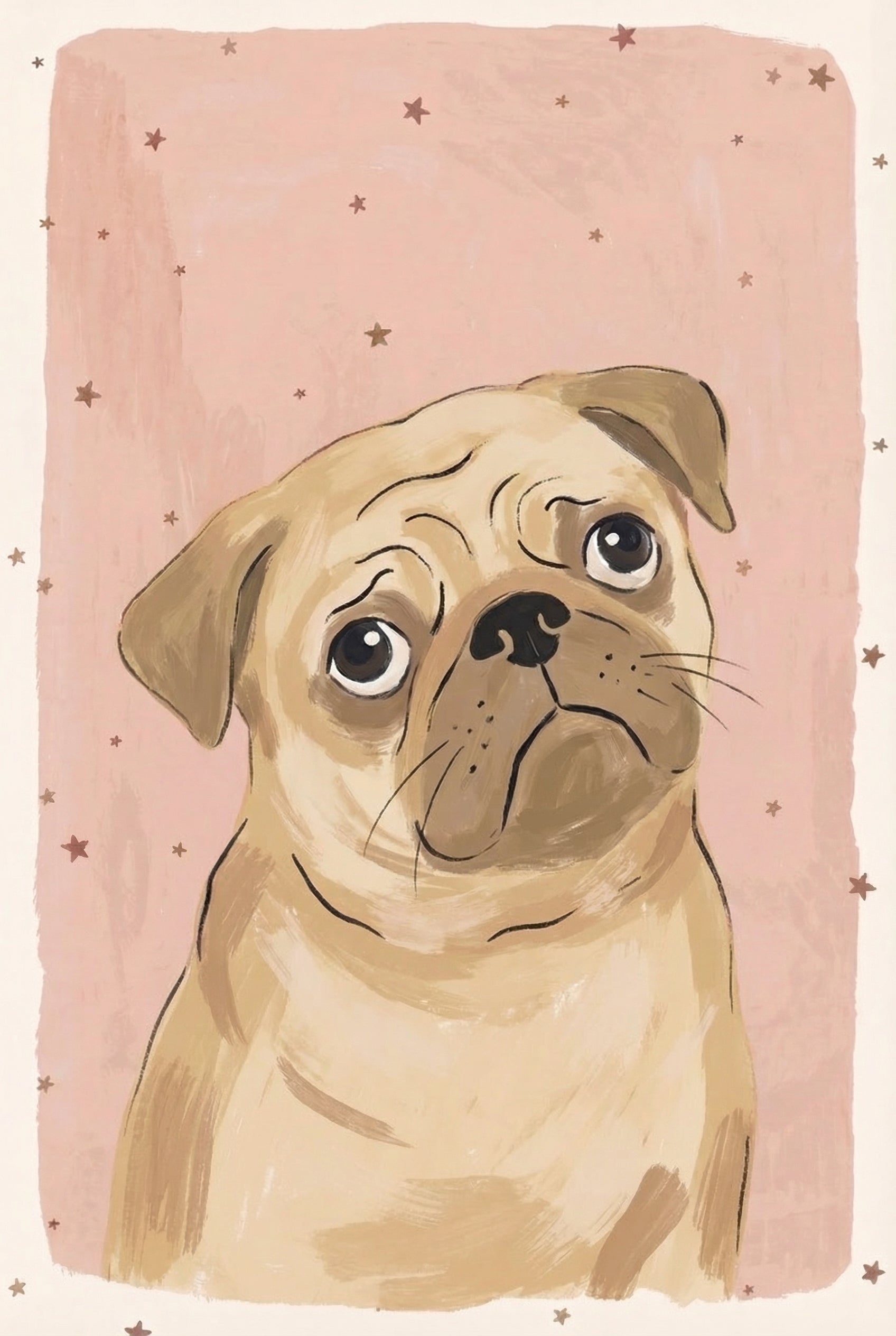 Pleading Eyes Tan Pug Wall Art - Starry Eyed Pup