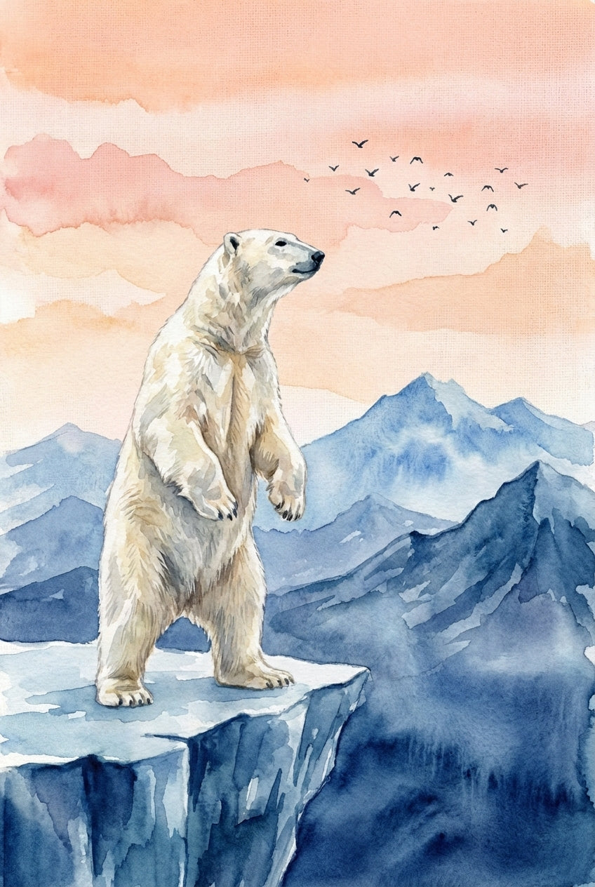 Polar Bear Print - Arctic Sunset Sentinel