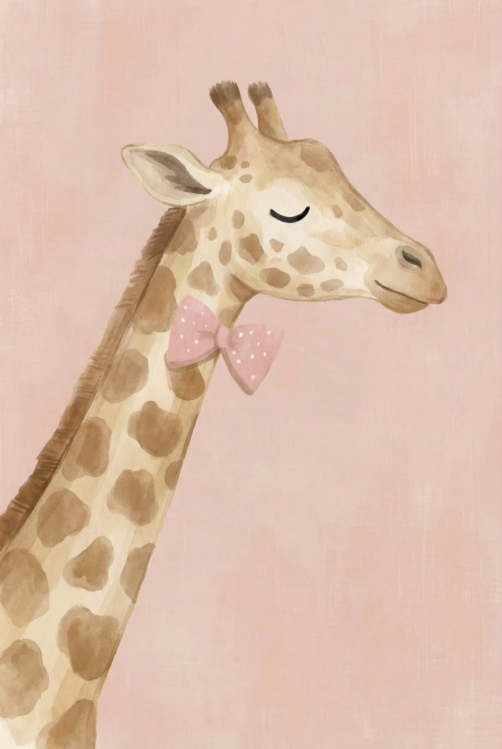 Polka Dot Bow Giraffe Wall Art - Pink Bow Giraffe