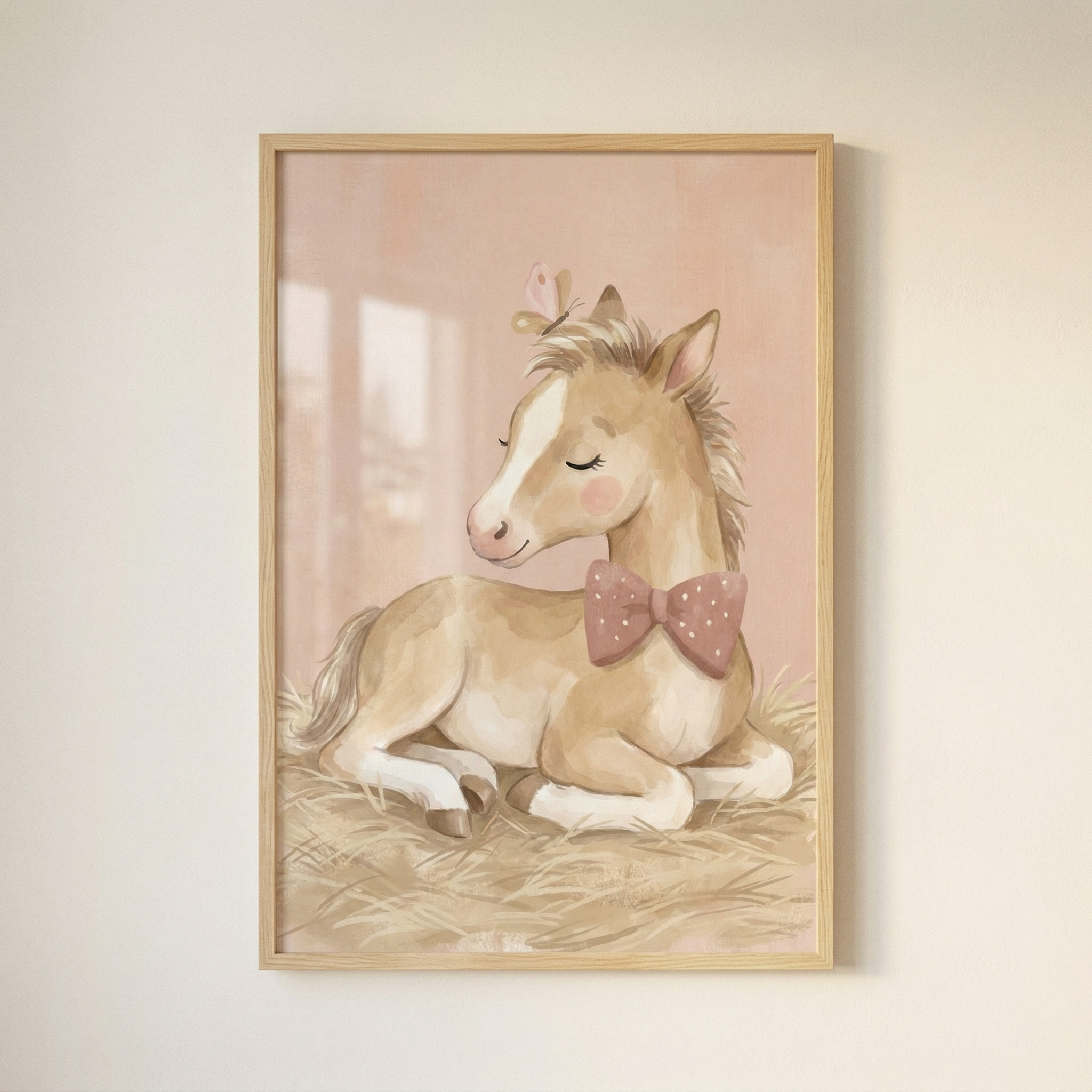 Polka Dot Bow Pony Print - Sleepy Little Foal