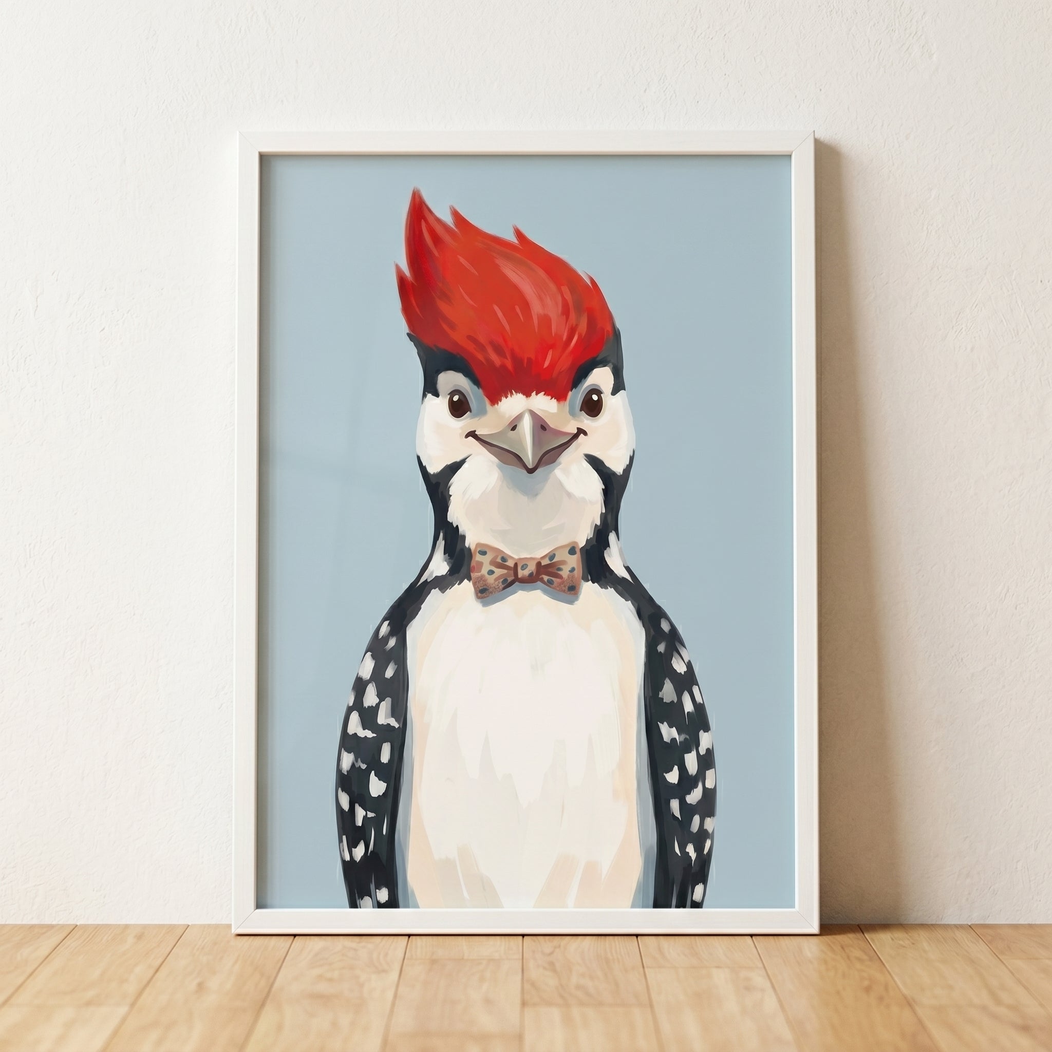 Polka Dot Bow Woodpecker Wall Art - Dapper Woodpecker