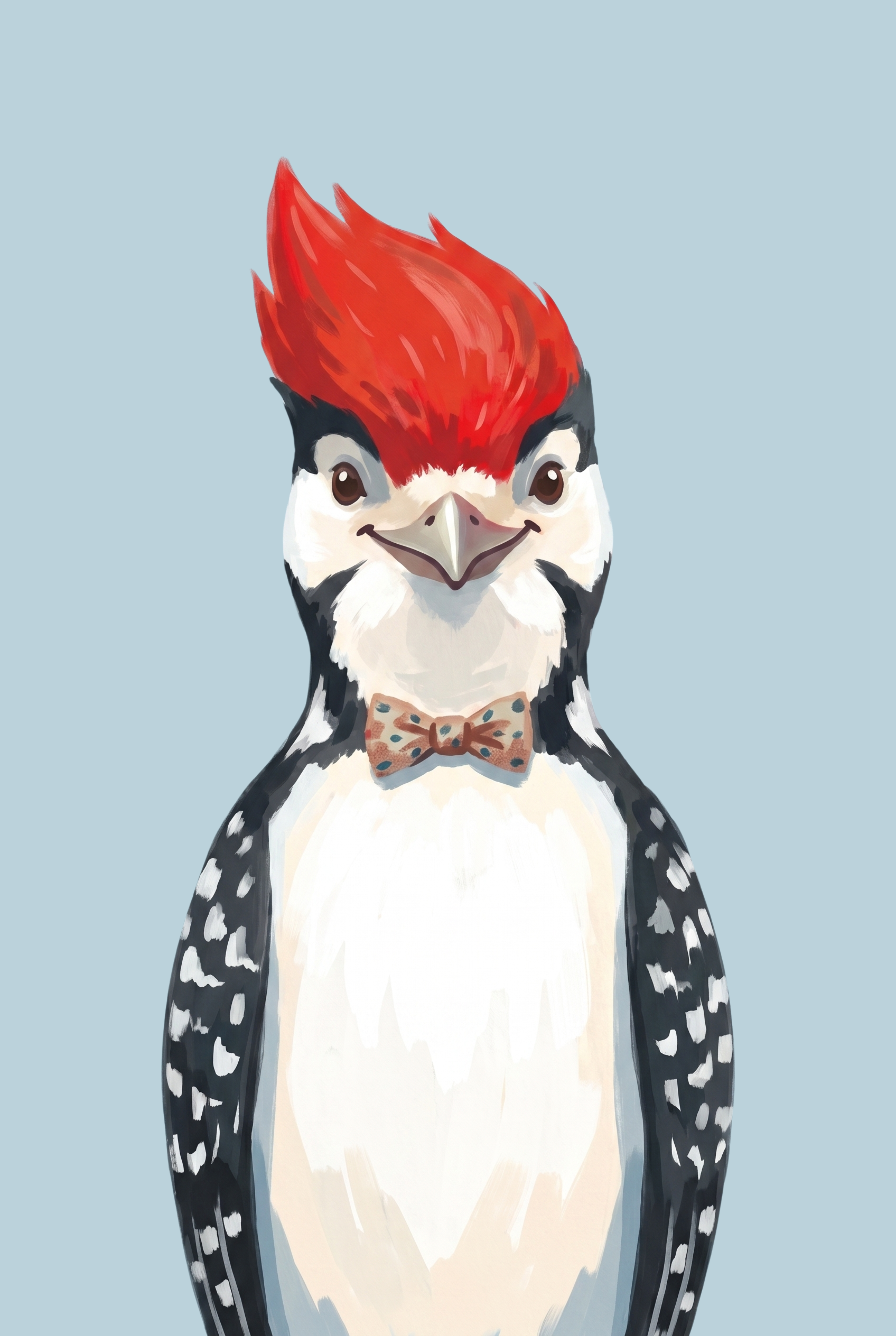Polka Dot Bow Woodpecker Wall Art - Dapper Woodpecker