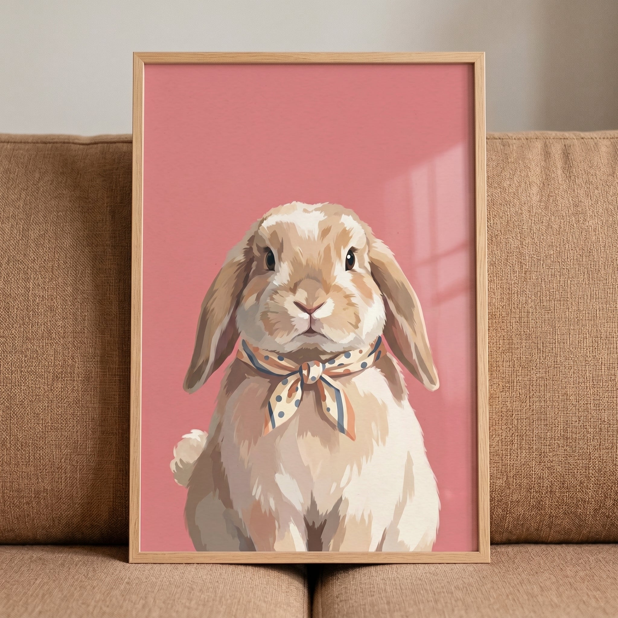 Polka Dot Scarf Bunny Wall Art - Dapper Bowtie Bunny