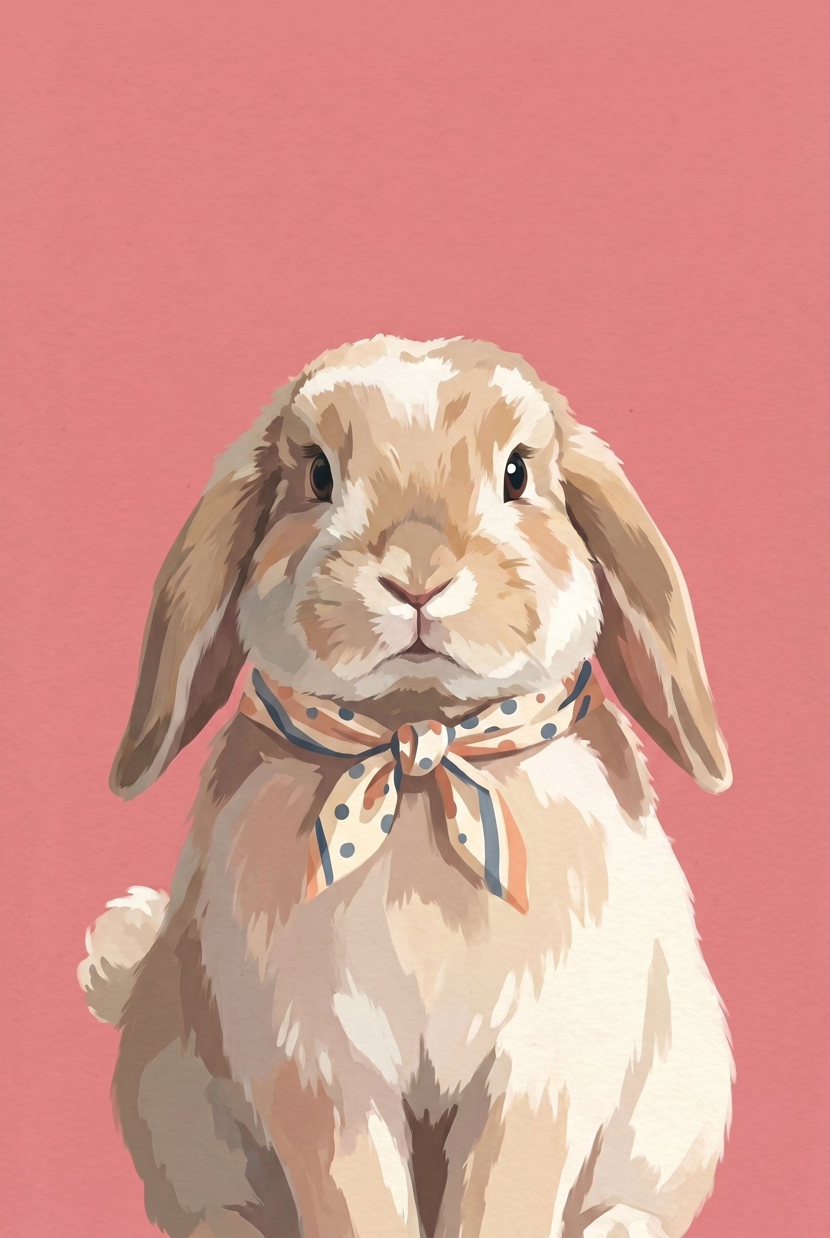 Polka Dot Scarf Bunny Wall Art - Dapper Bowtie Bunny