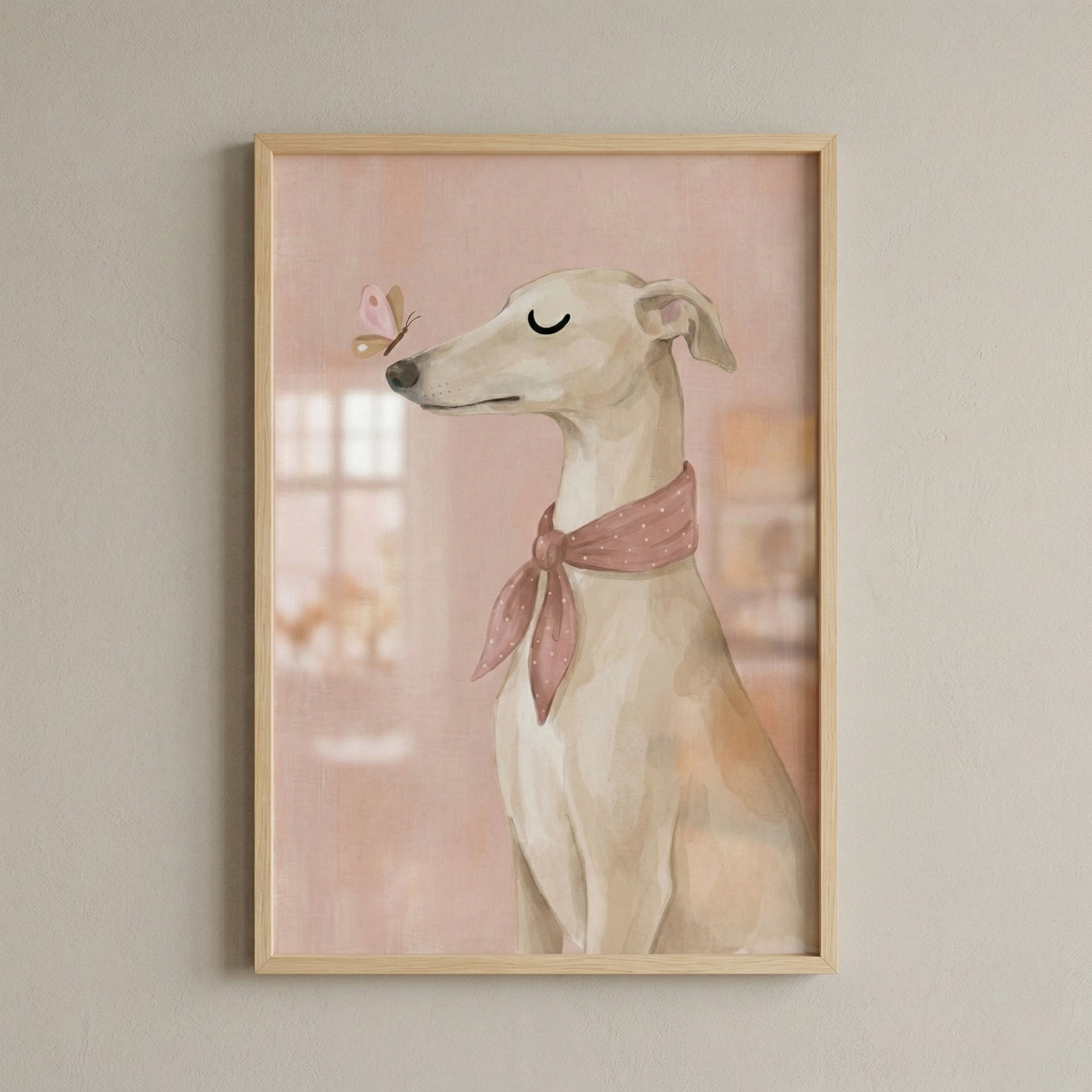 Polka Dot Scarf Greyhound Wall Art - Gentle Butterfly Kiss