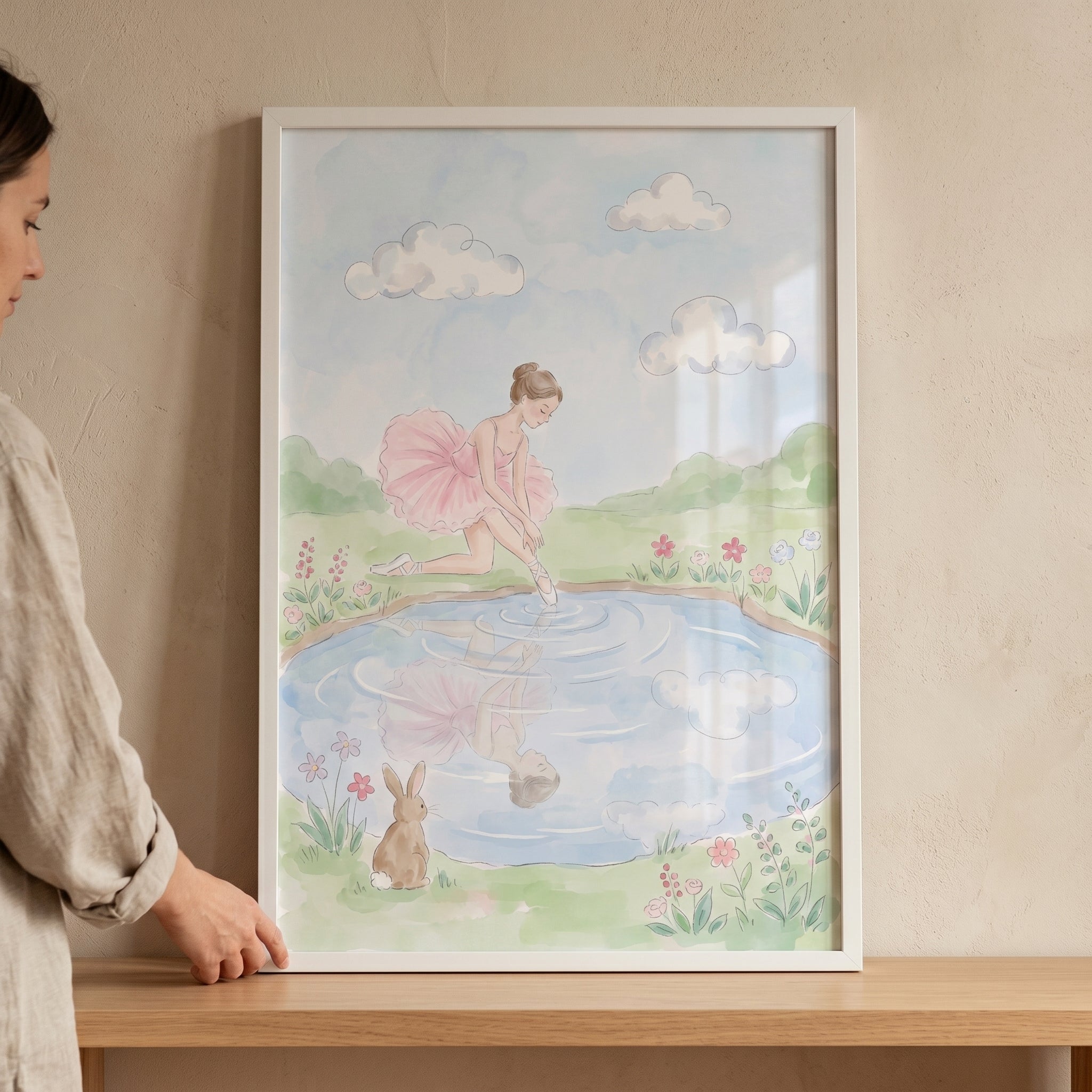 Pond Reflection Ballerina Wall Art - Serene Water Ballet