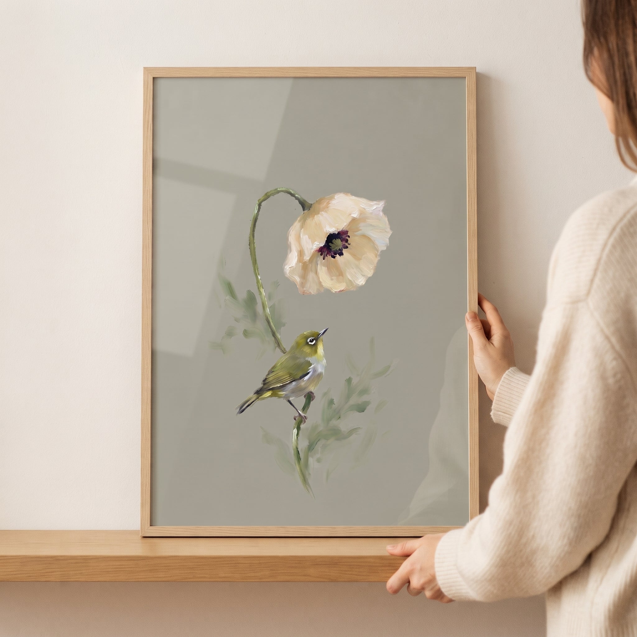 Poppy White Eye Bird Wall Art - The Poppy Perch