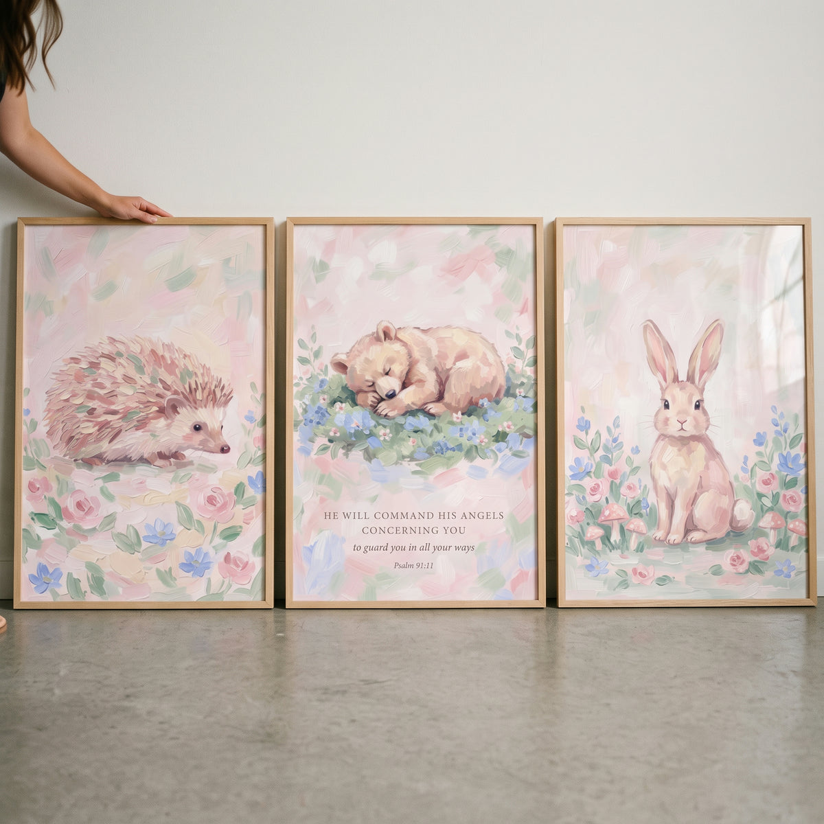 Psalm Scripture Woodland Animals Wall Art Set of 3 - Woodland Blessing Trio