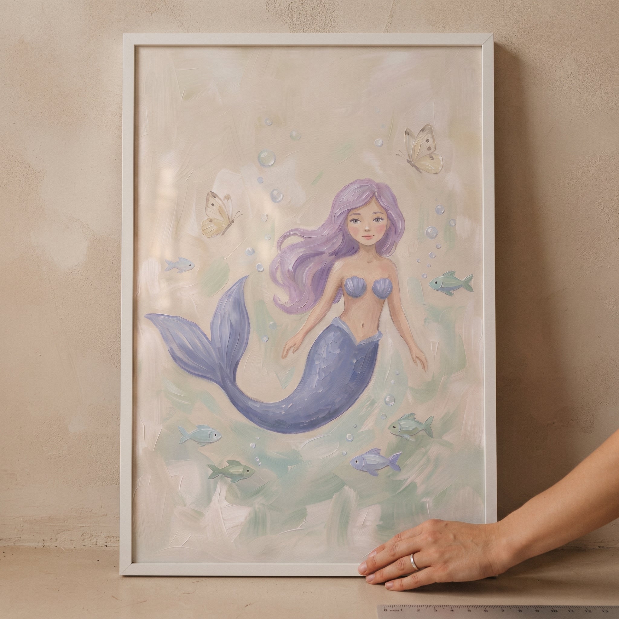 Purple Hair Mermaid Wall Art - Lavender Mermaid Dreams
