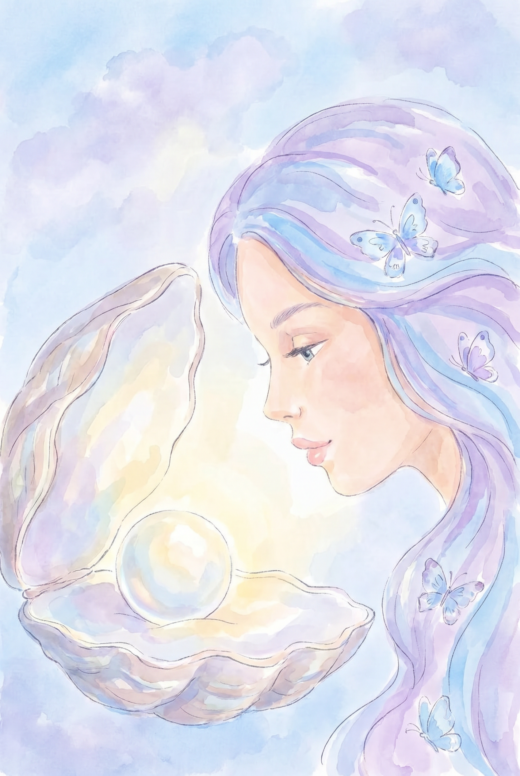 Purple Hair Mermaid Wall Art - Luminous Sea Secret