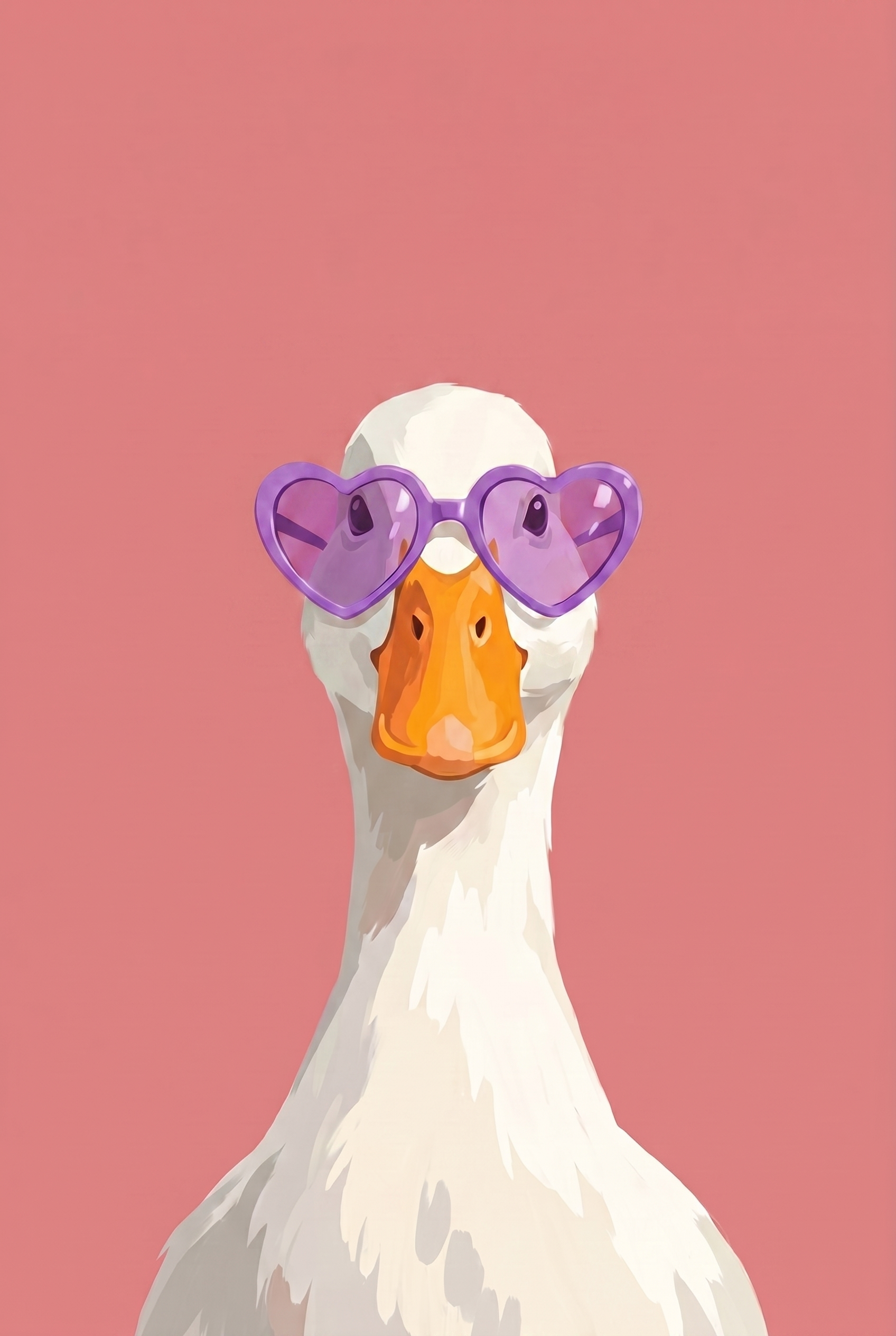 Purple Heart Glasses Goose Wall Art - Heart Eyed Duck