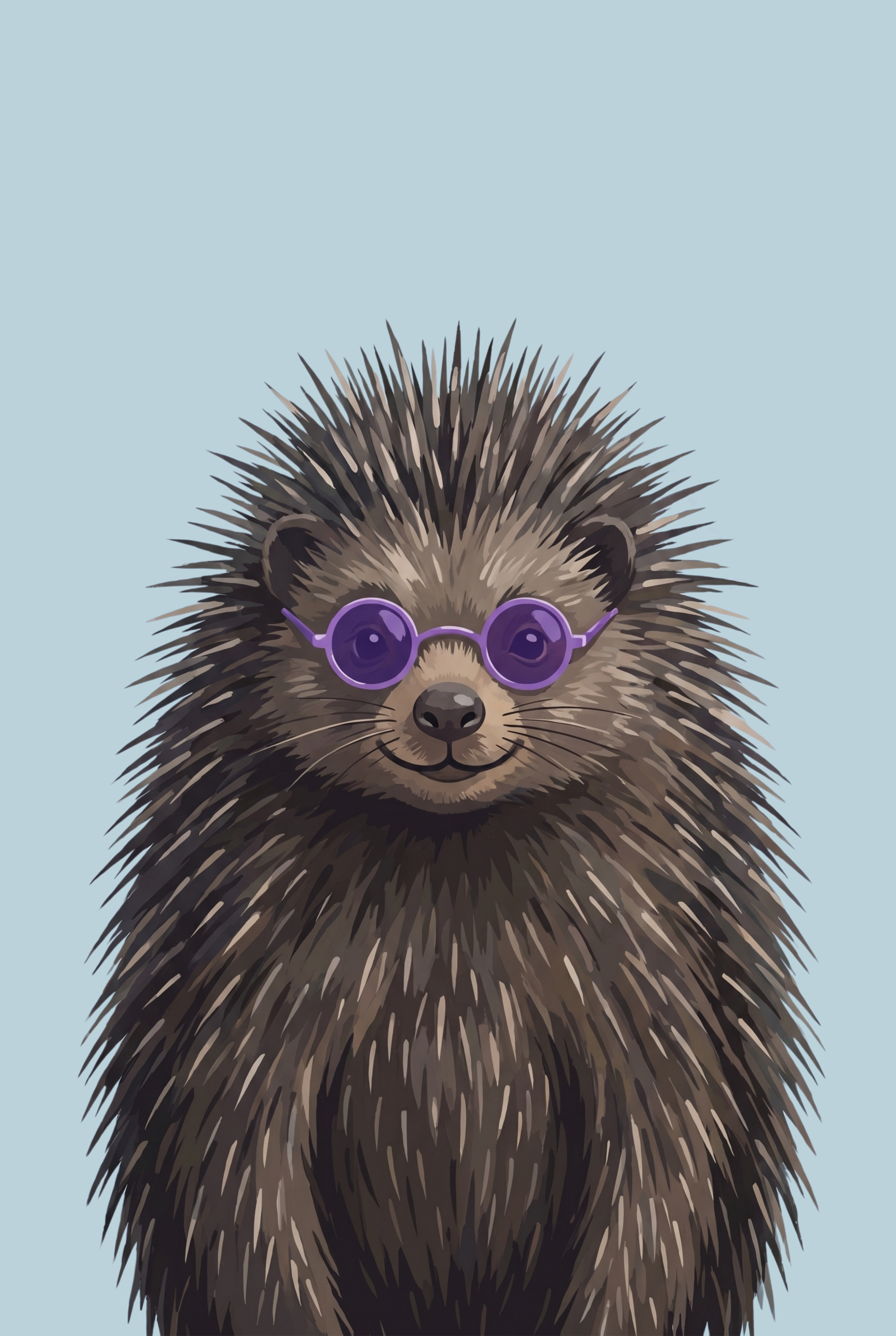 Purple Round Glasses Hedgehog Wall Art - Cool Quill Critter