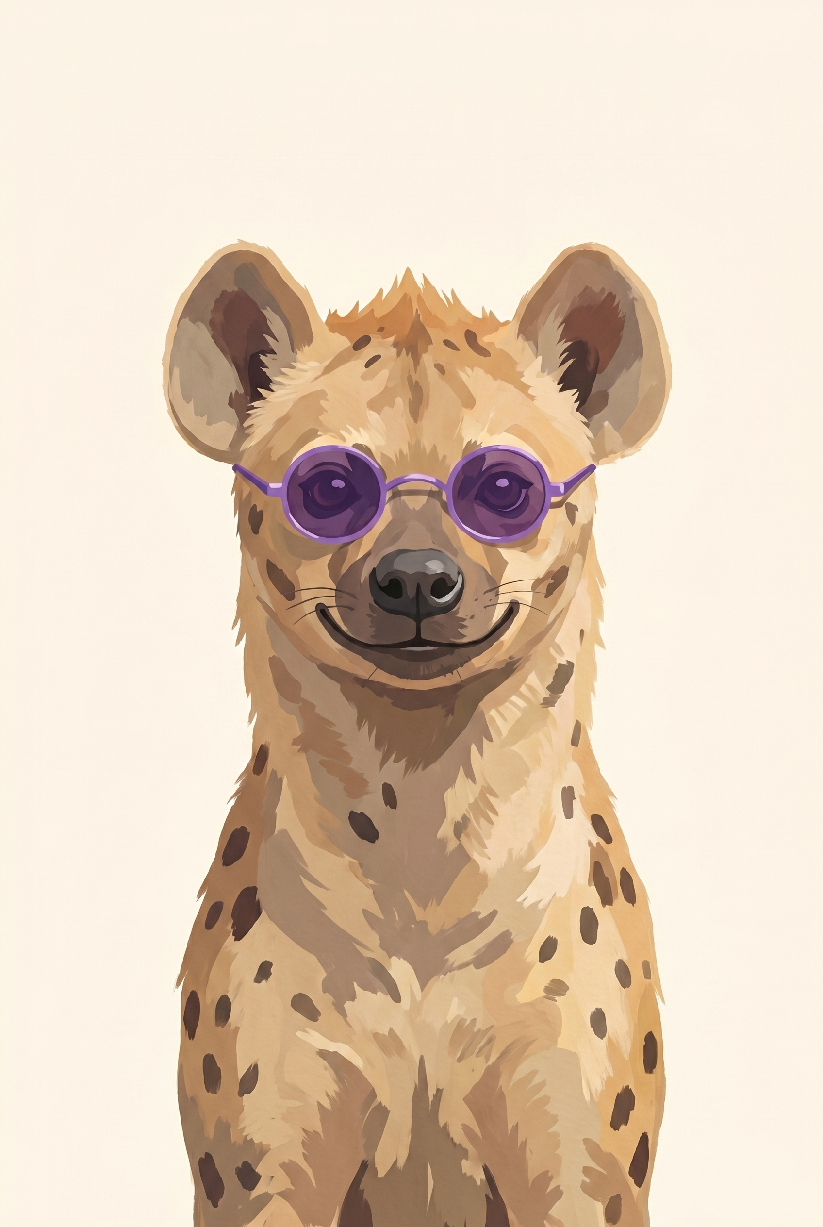 Purple Sunglasses Smiling Hyena Wall Art - Purple Shades Hyena