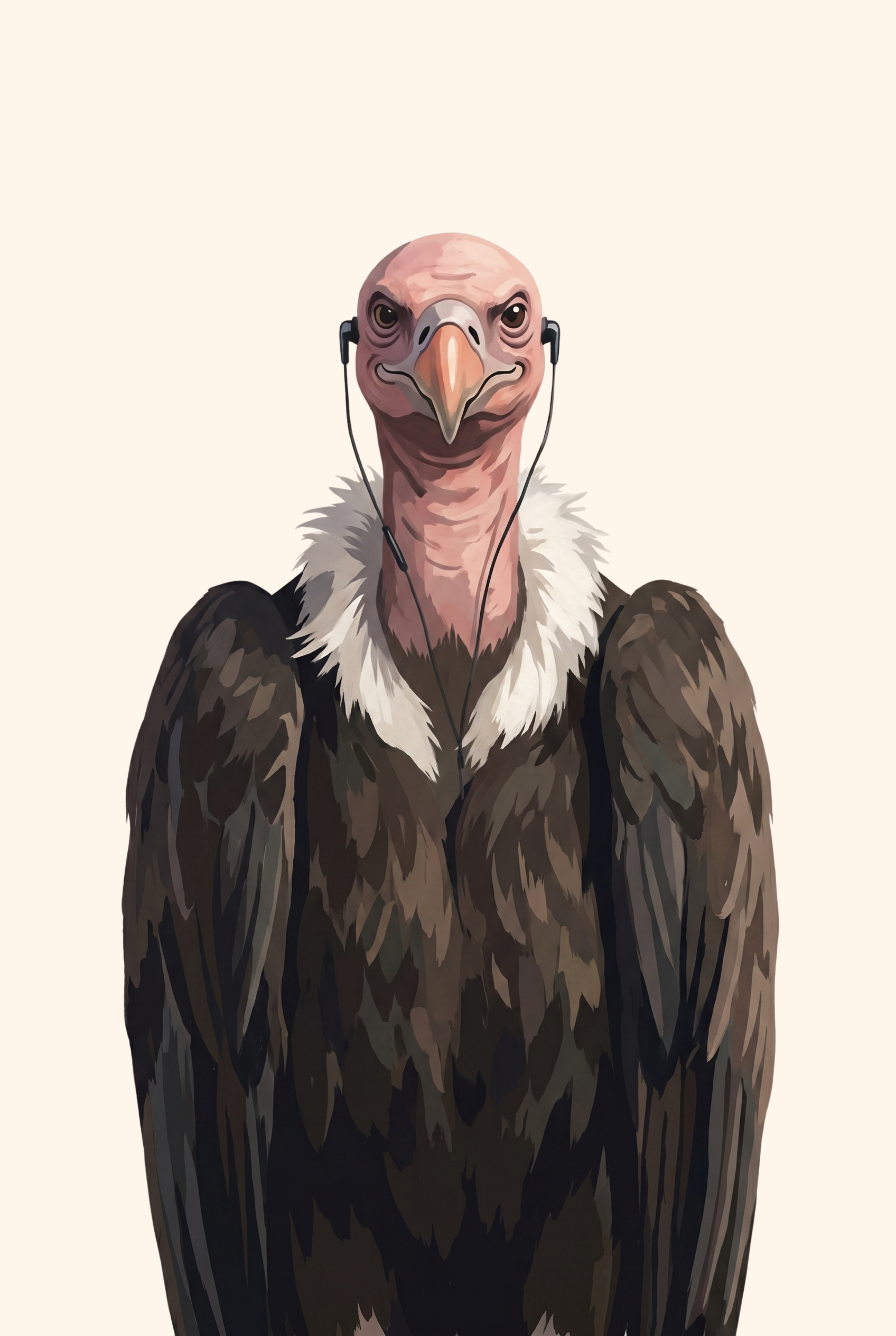 Quirky Music Listening Vulture Wall Art - The Audio Vulture