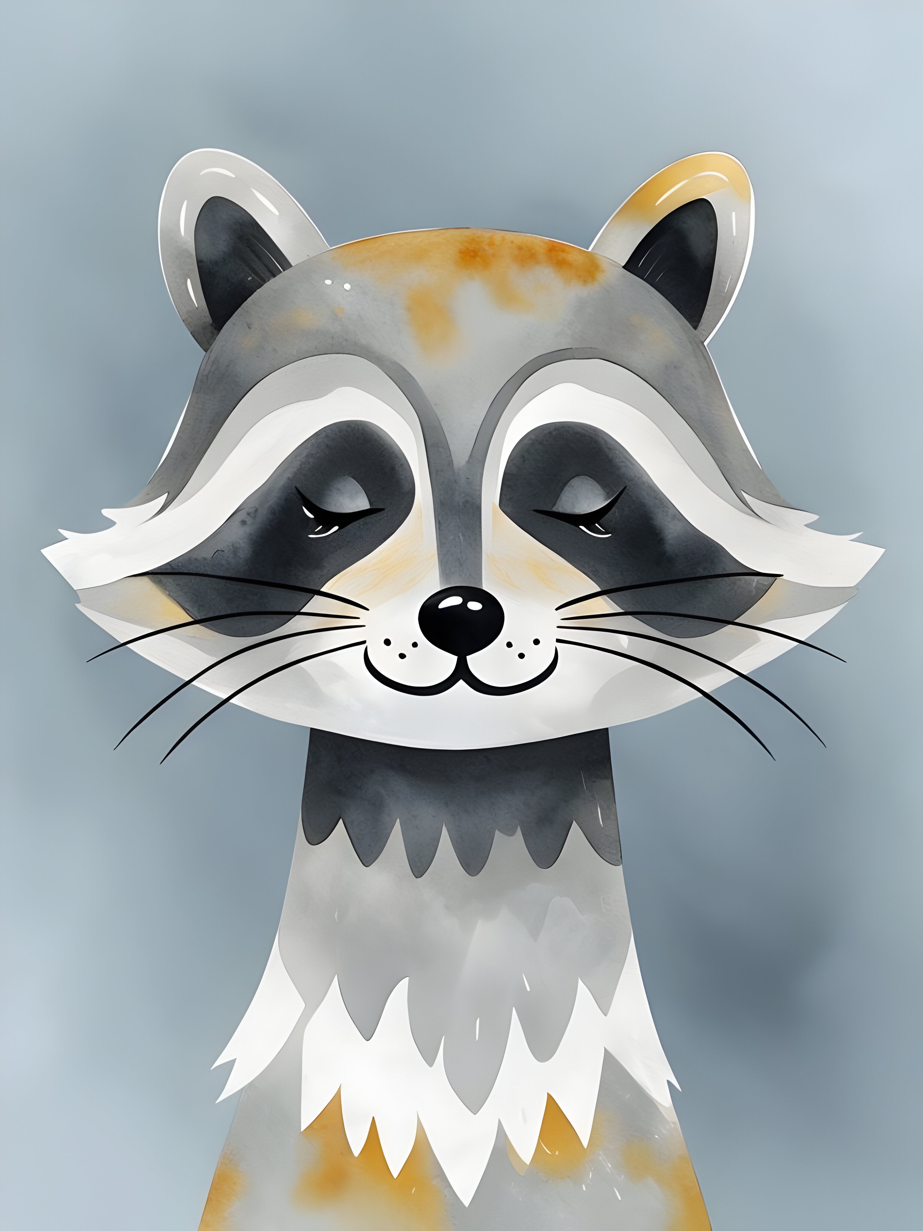Sleepy Raccoon Wall Art for Nursery, Playroom or Kids Bedrooms - Whimsical Woodland Animal Decor - Rocky Raccoon
