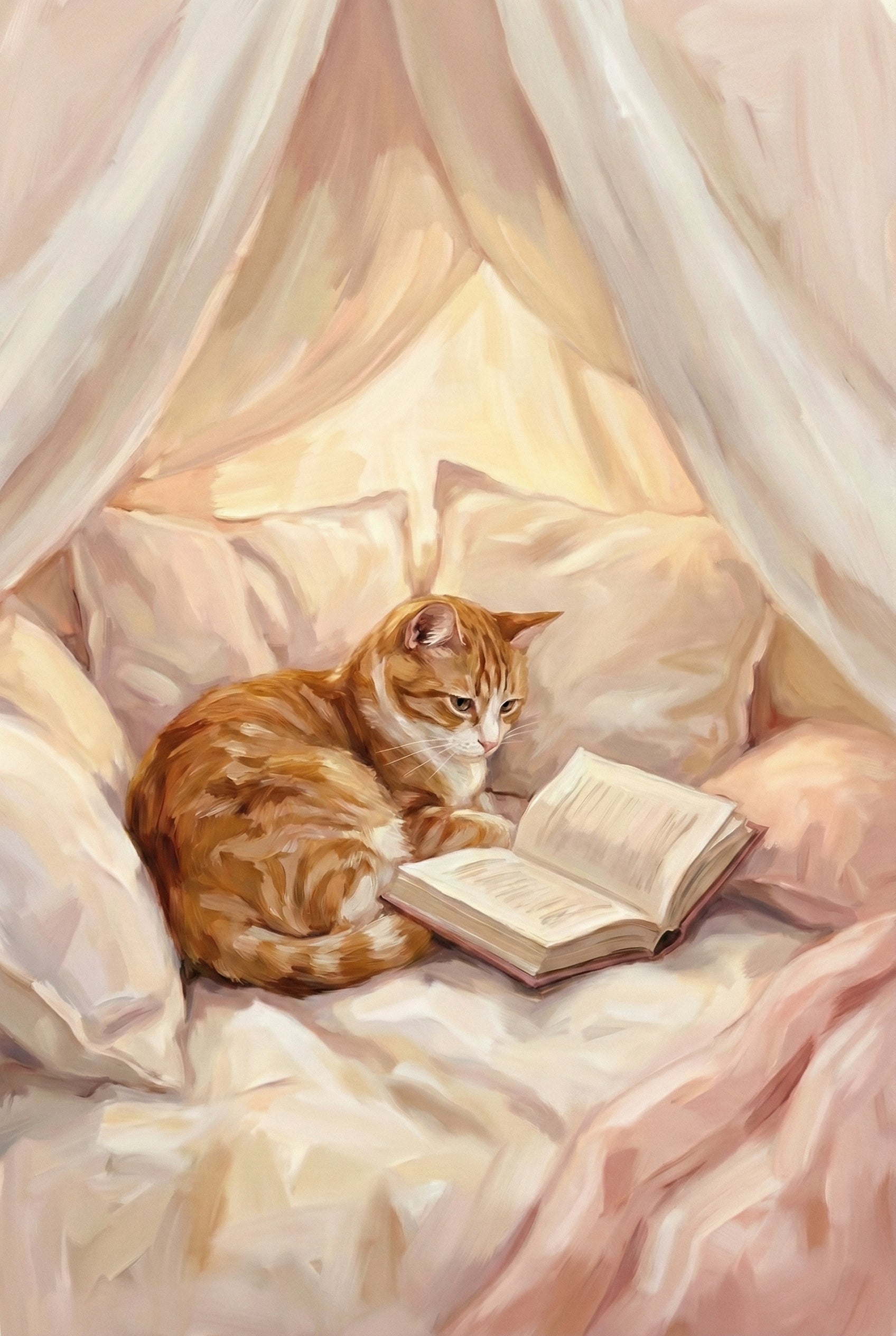 Reading Cat Wall Art - Cozy Feline Reader