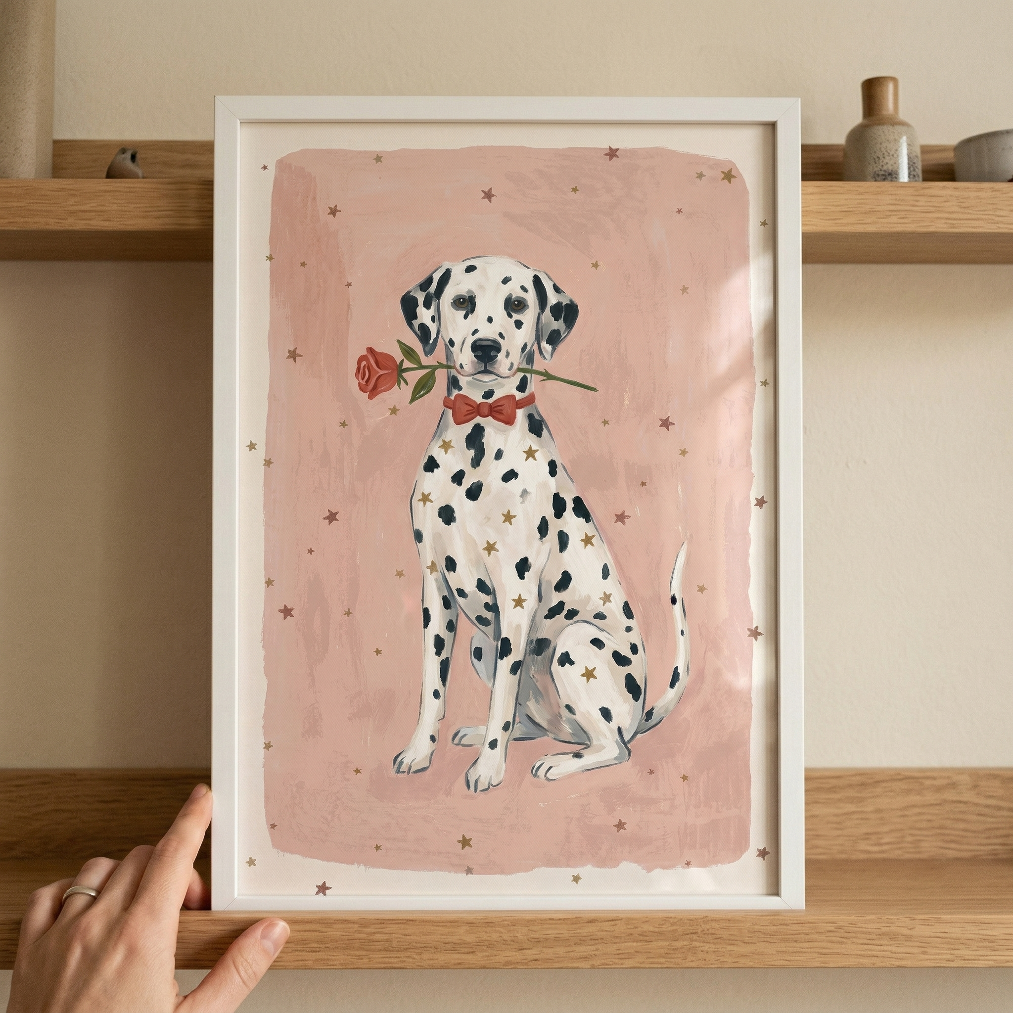 Red Bow Tie Dalmatian Wall Art - Dapper Spotted Friend