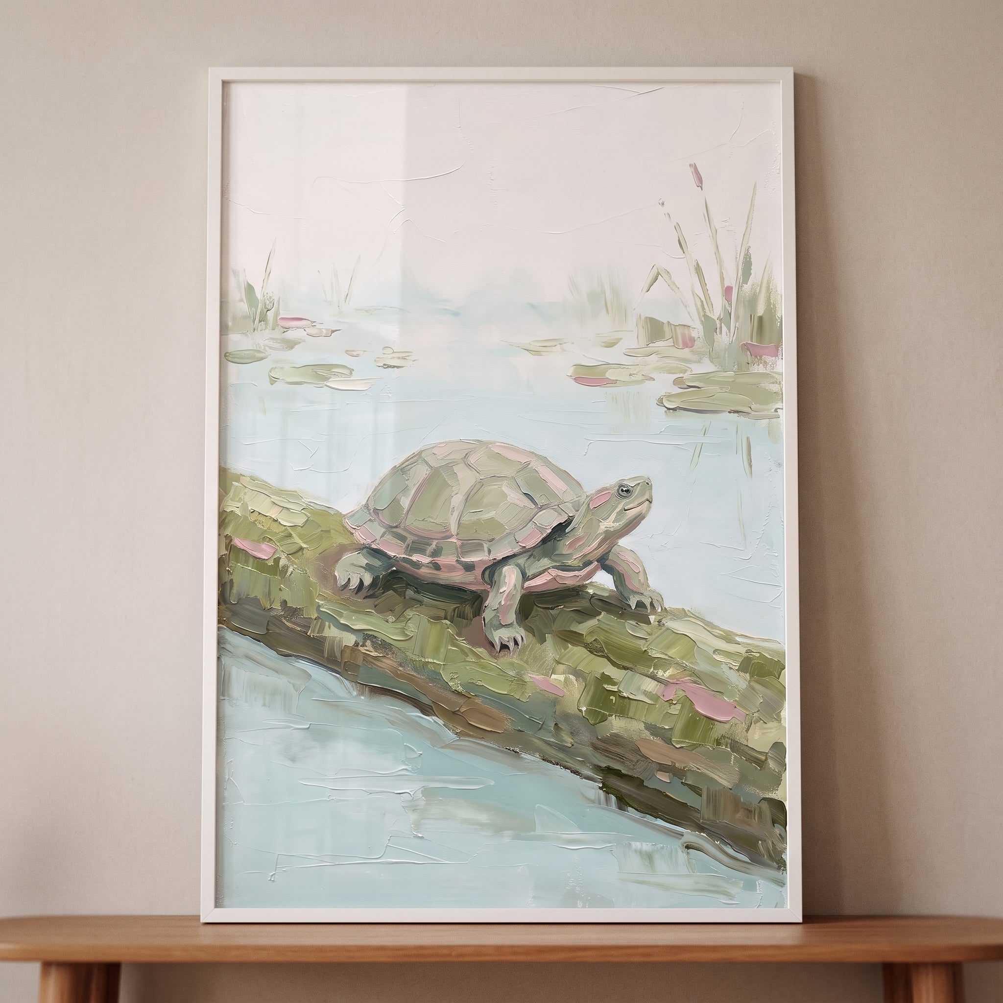 Red Eared Slider Turtle Wall Art - Serene Pond Life