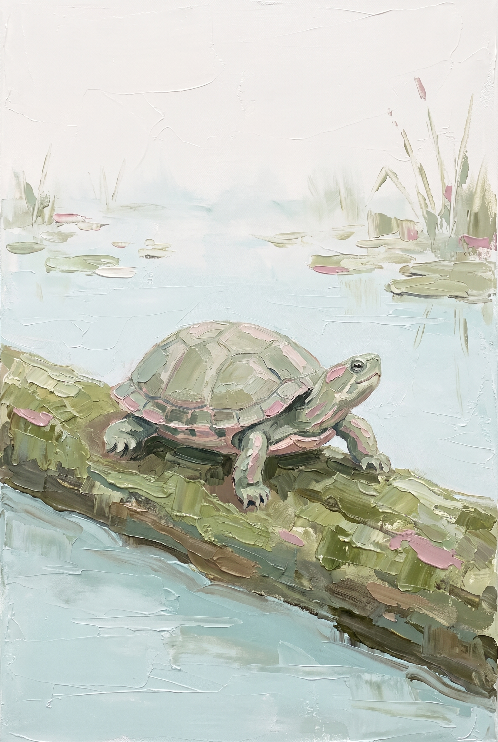 Red Eared Slider Turtle Wall Art - Serene Pond Life