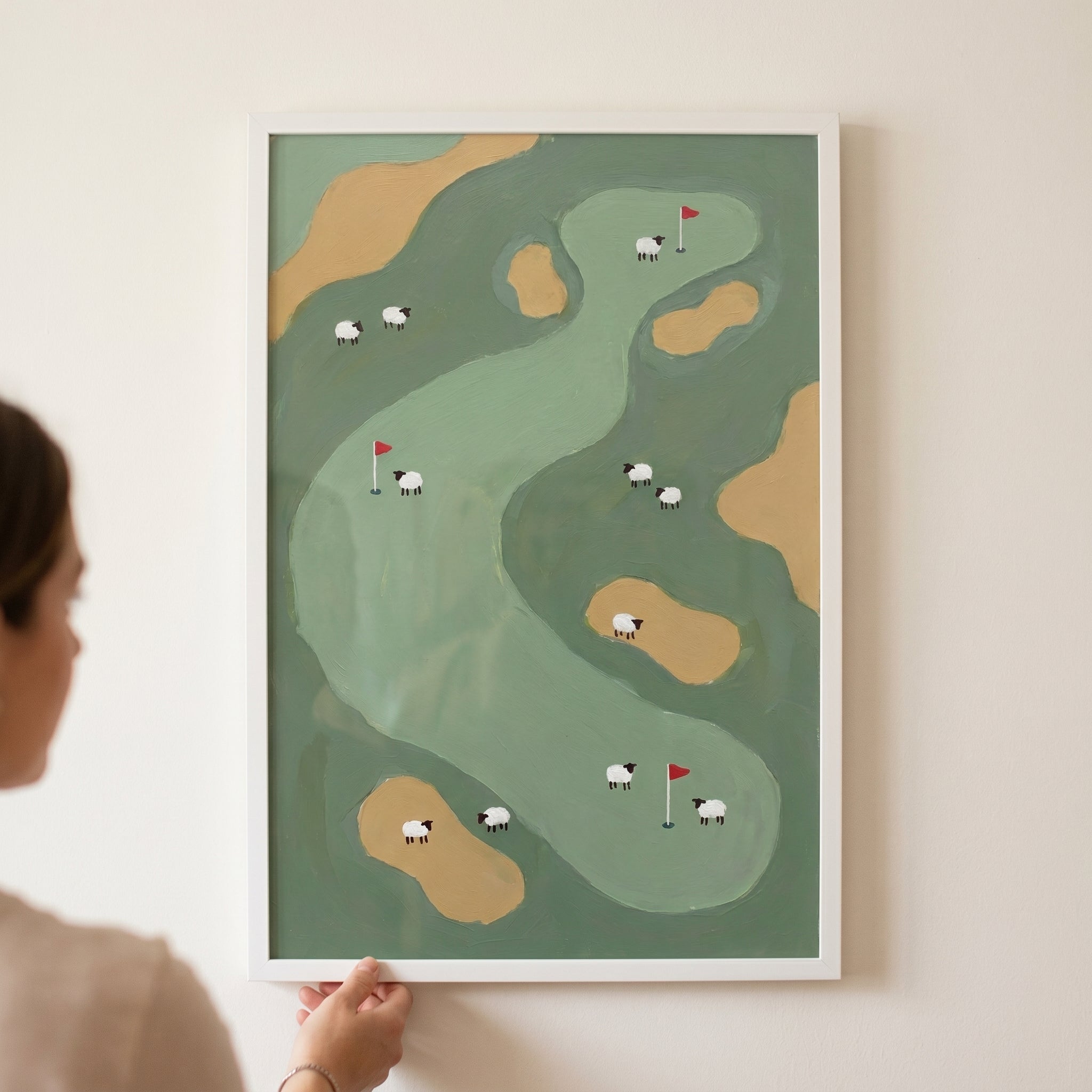 Red Flag Golf Sheep Wall Art - Woolly Fairway