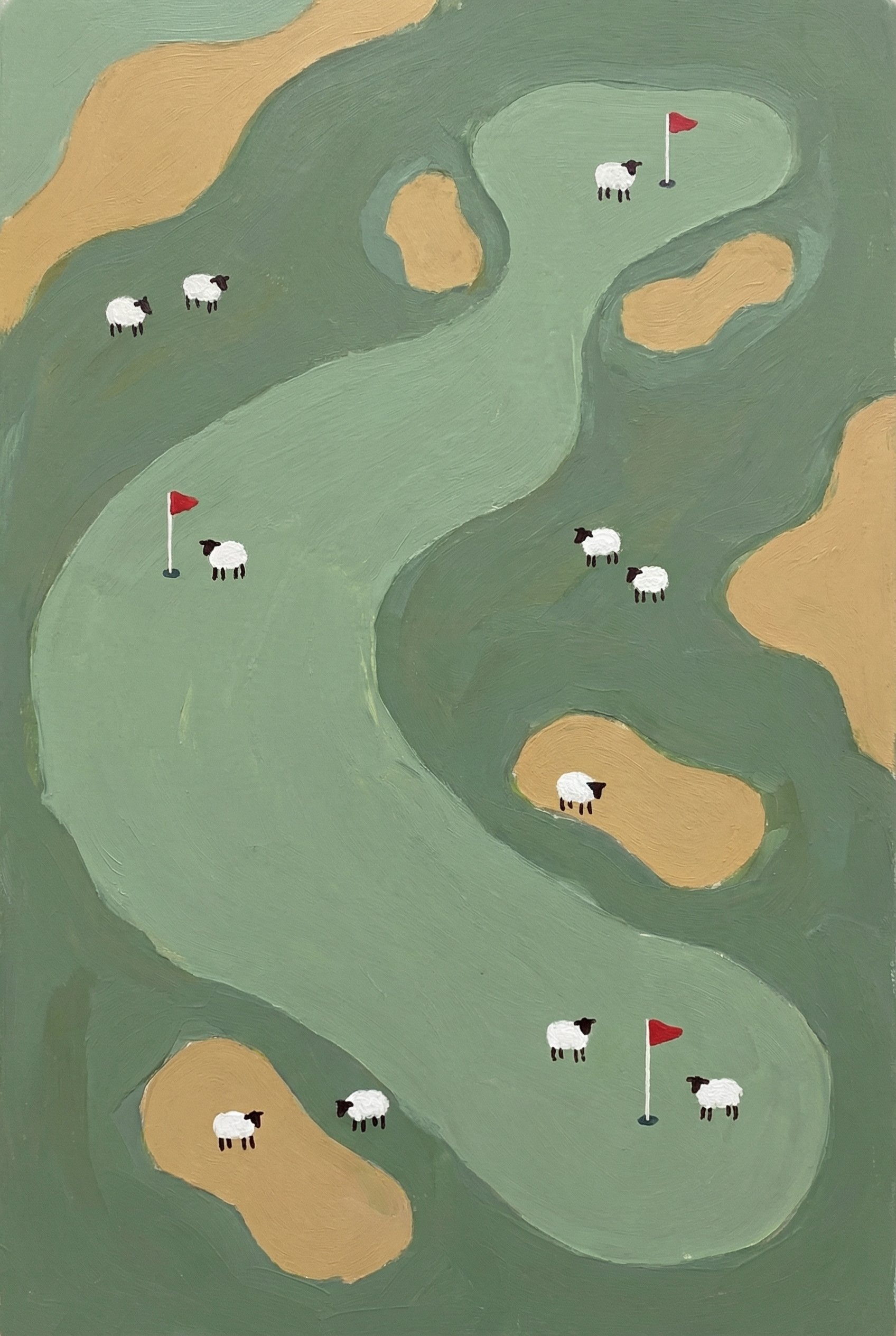 Red Flag Golf Sheep Wall Art - Woolly Fairway