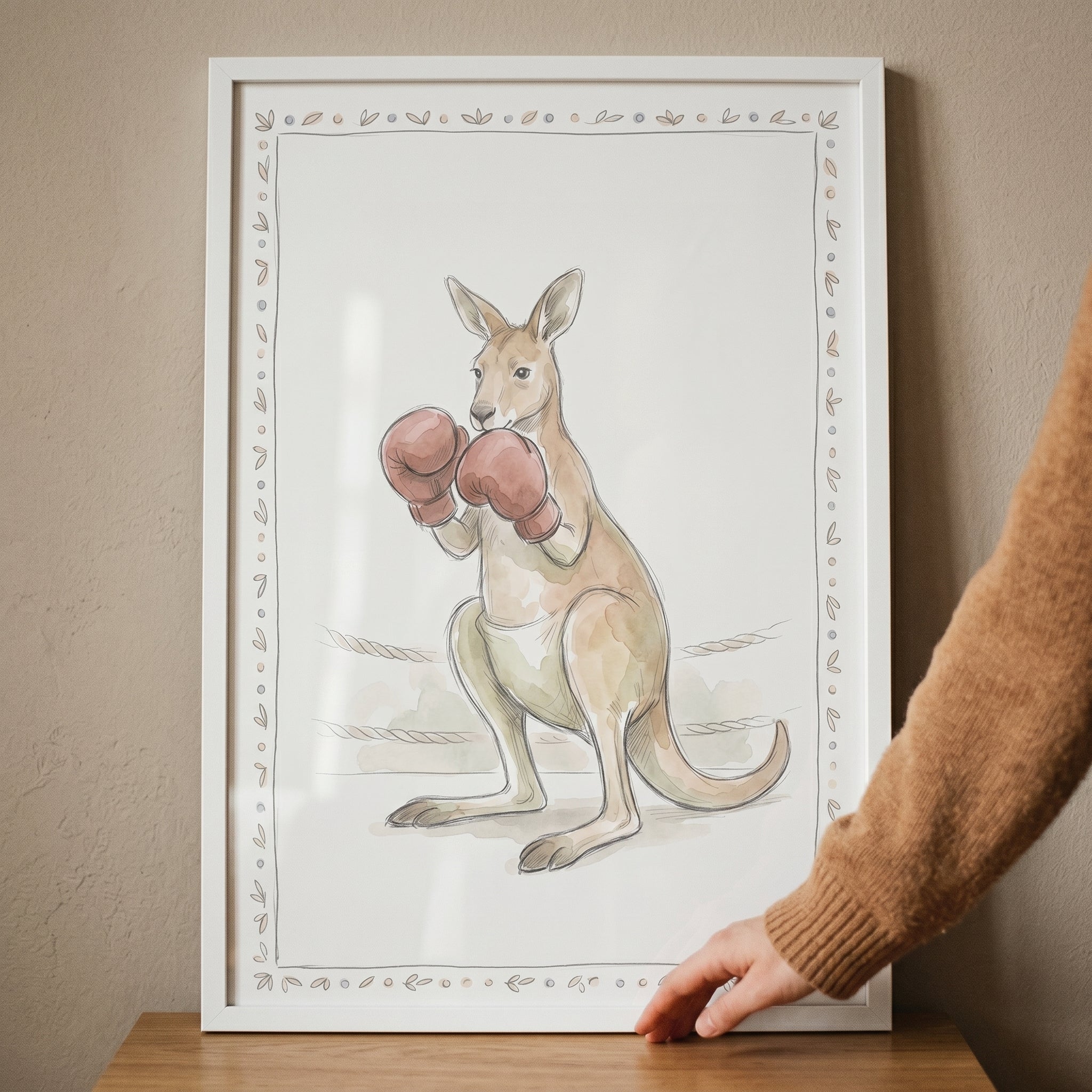 Red Glove Boxing Kangaroo Wall Art - Boxing Kangaroo Sketch