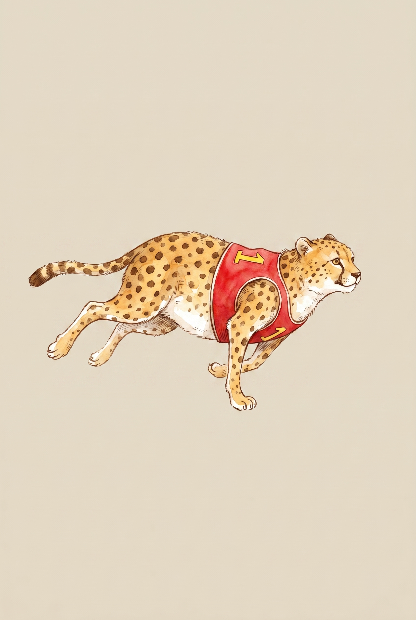 Red Jersey Running Cheetah Wall Art - Fastest Feline Athlete