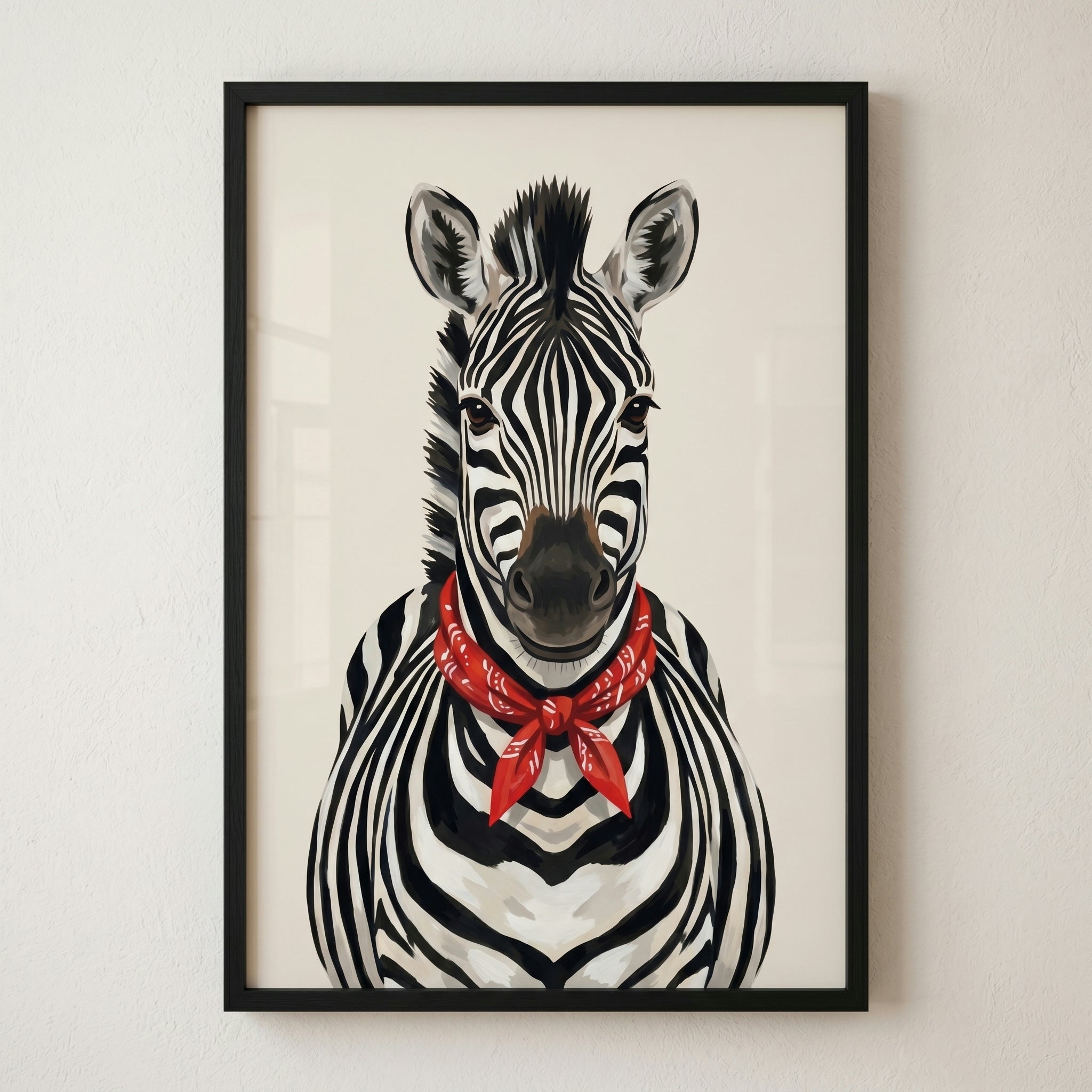 Red Paisley Bandana Zebra Wall Art - Red Bandana Zebra