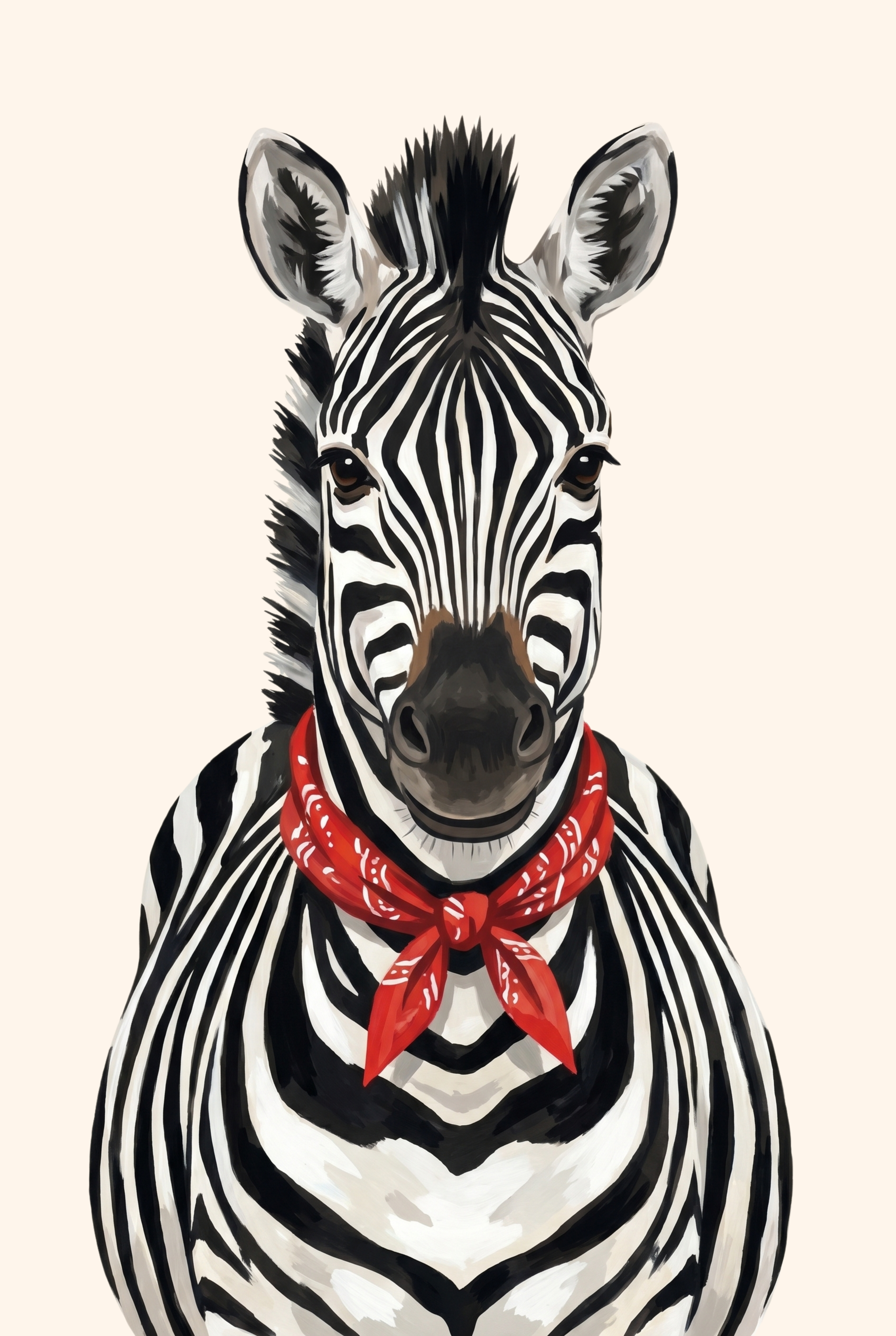 Red Paisley Bandana Zebra Wall Art - Red Bandana Zebra