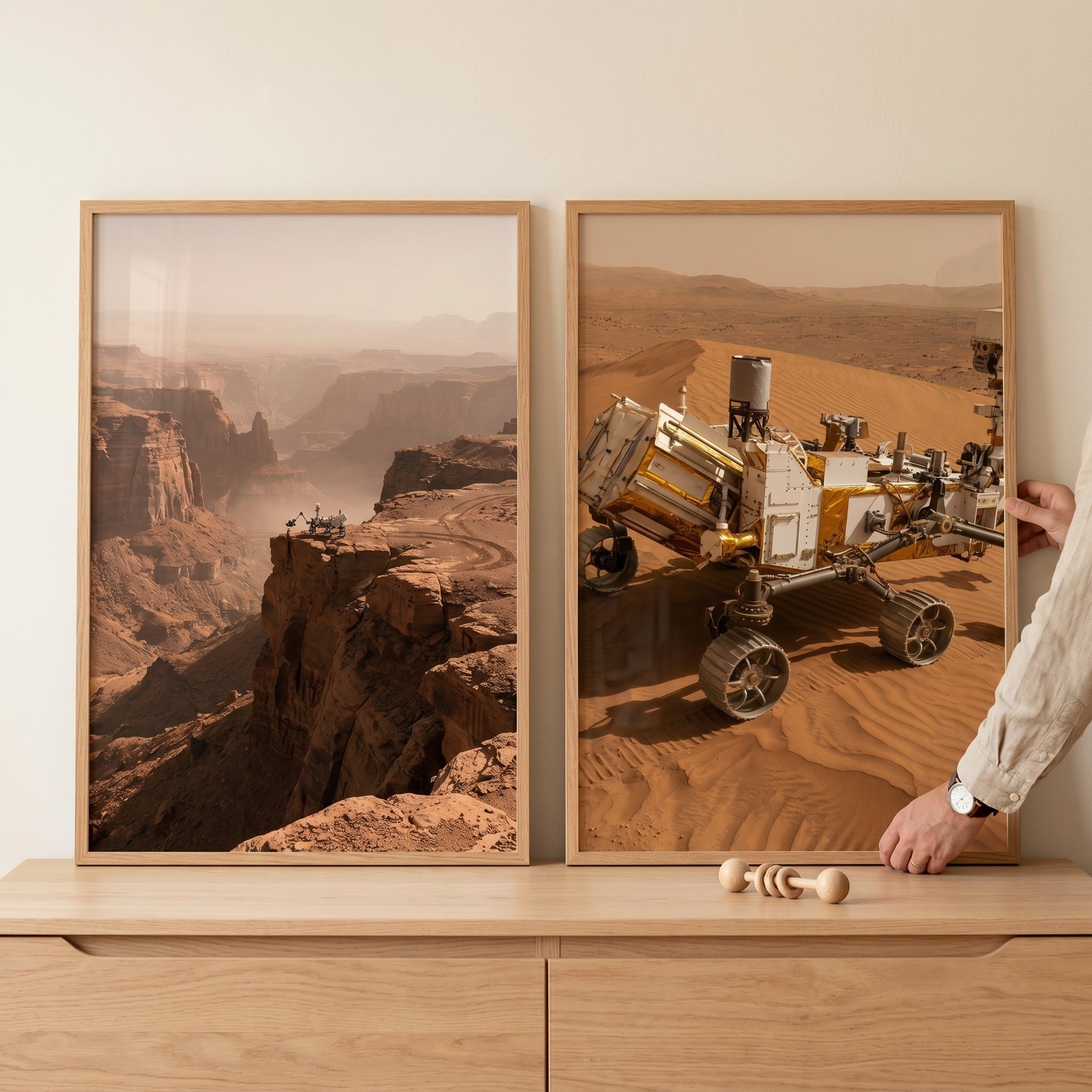 Red Planet Landscape Rover Wall Art Set of 2 - Alien Canyon Vista