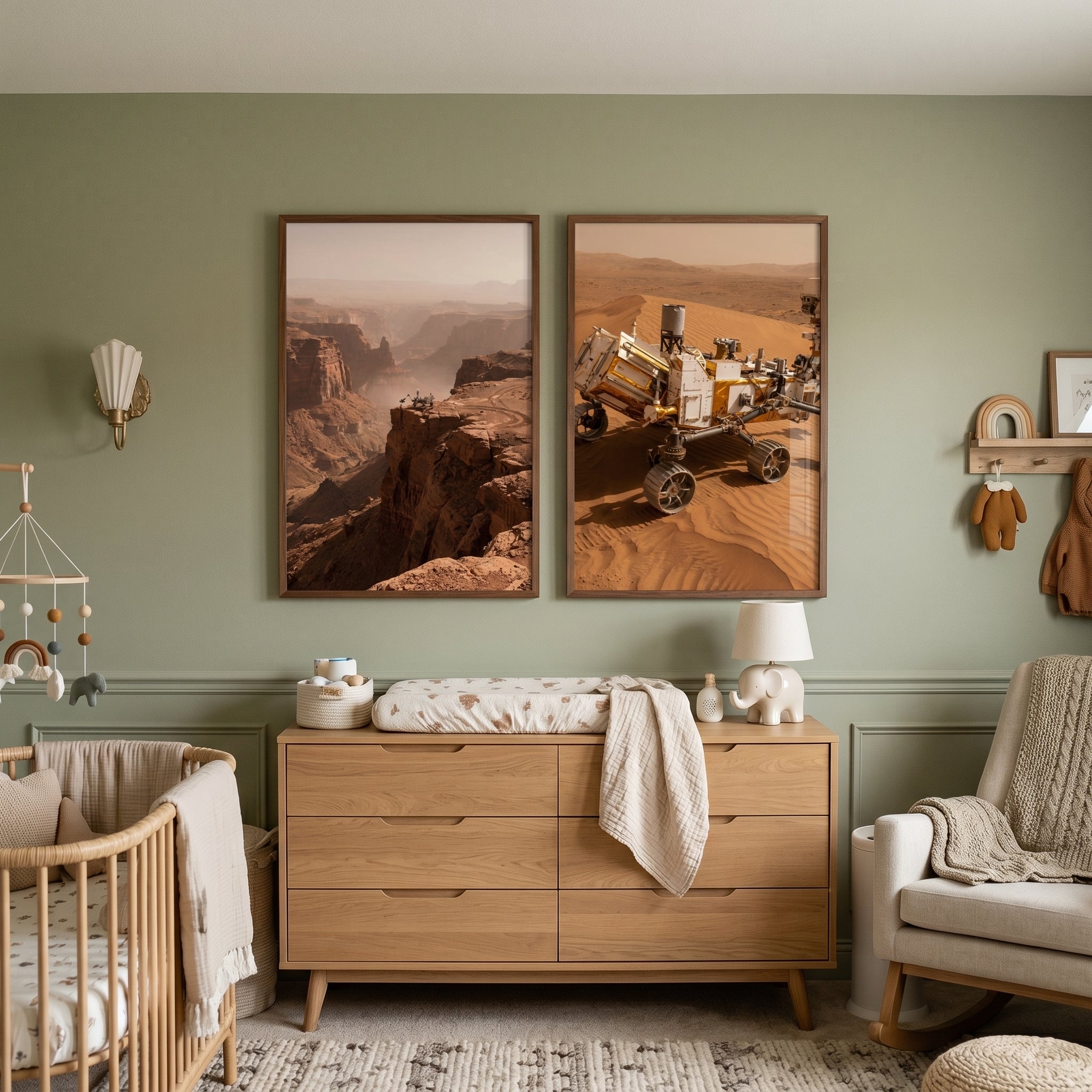 Red Planet Landscape Rover Wall Art Set of 2 - Alien Canyon Vista