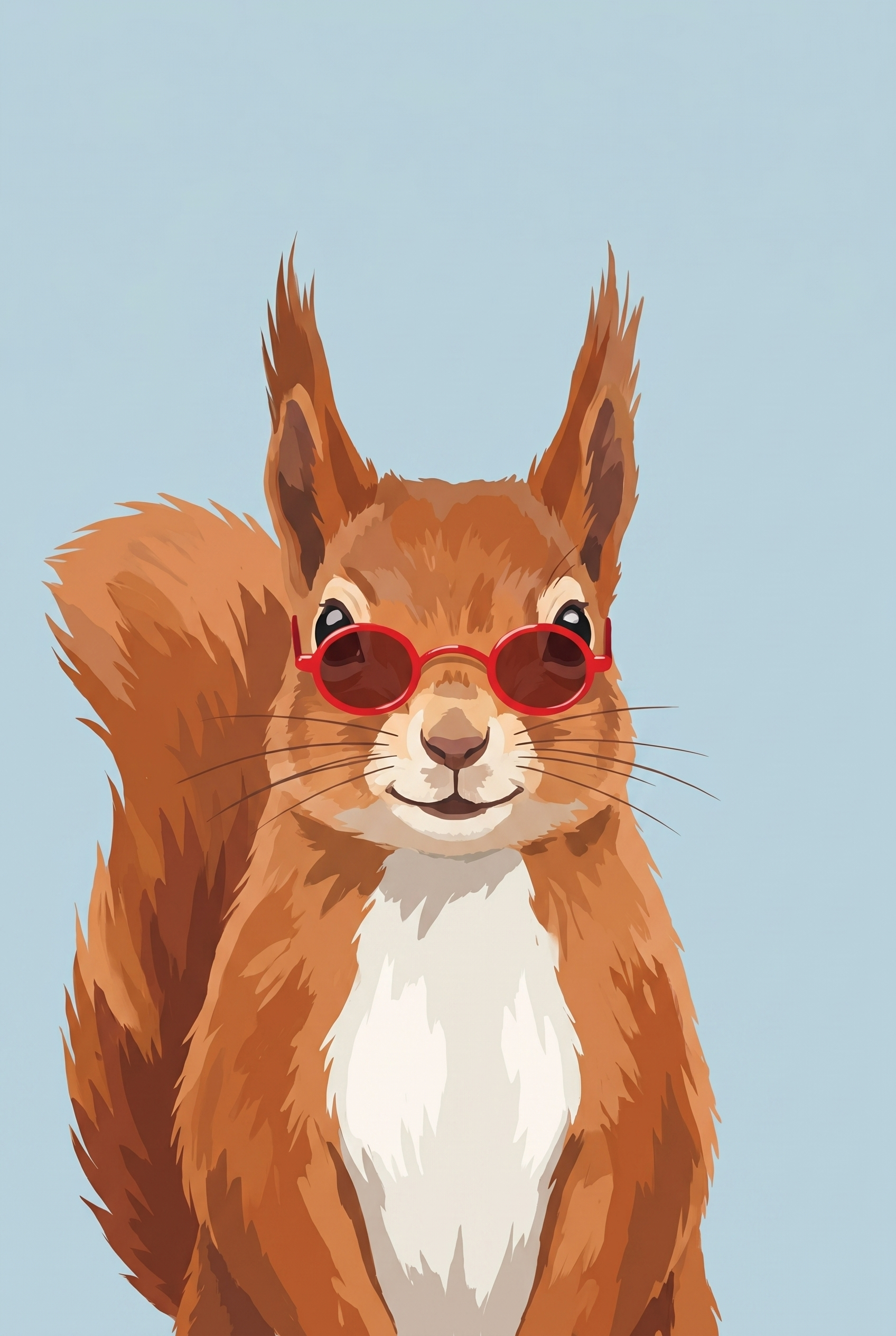 Red Round Sunglasses Squirrel Wall Art - Cool Forest Squirrel