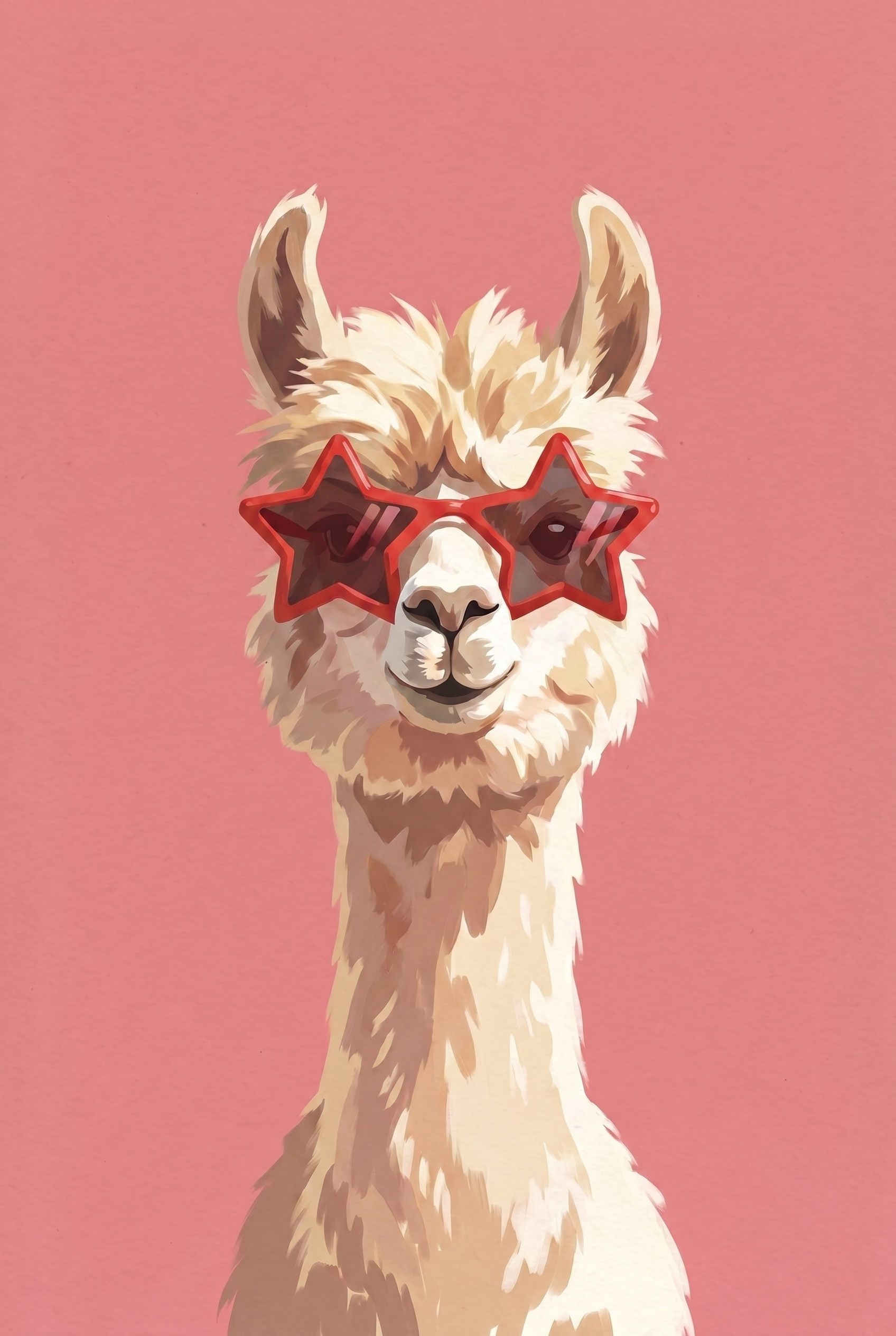 Red Star Glasses Llama Wall Art - Starry Eyed Llama