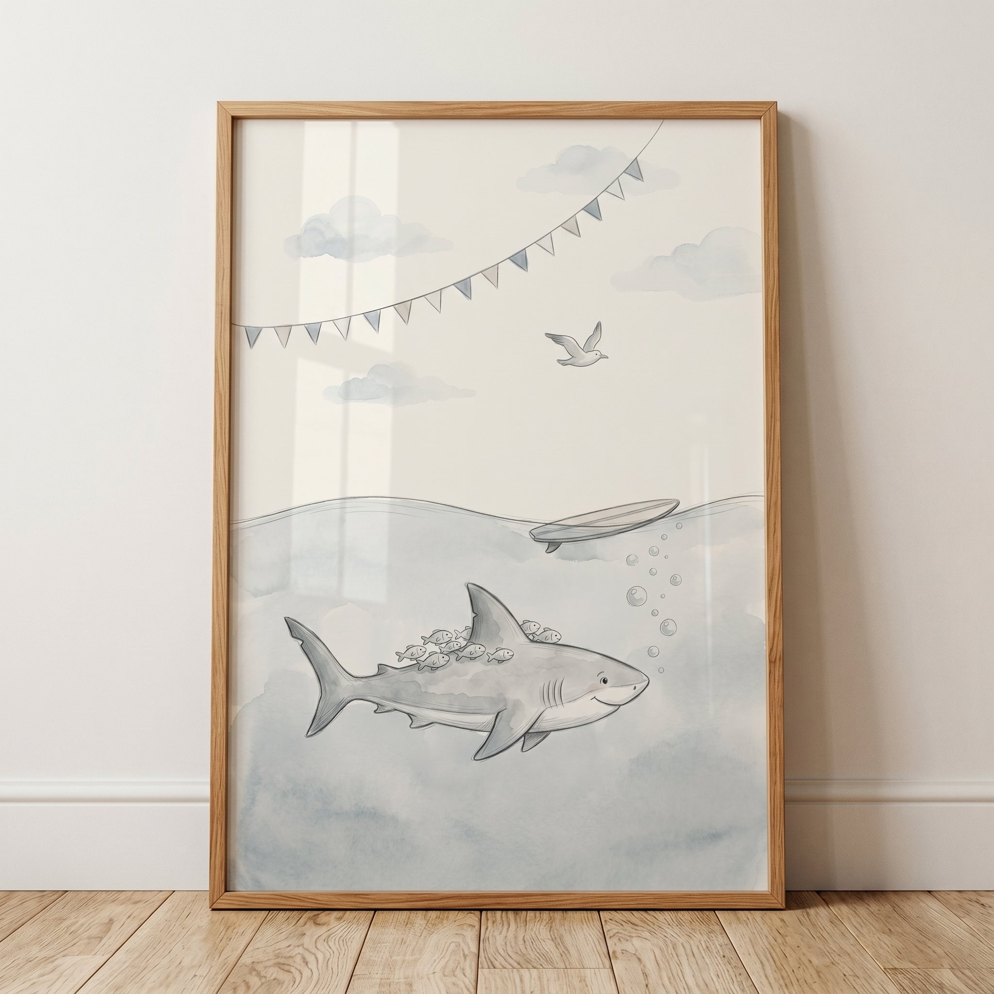 Remora Fish Friendly Shark Print - Friendly Ocean Shark