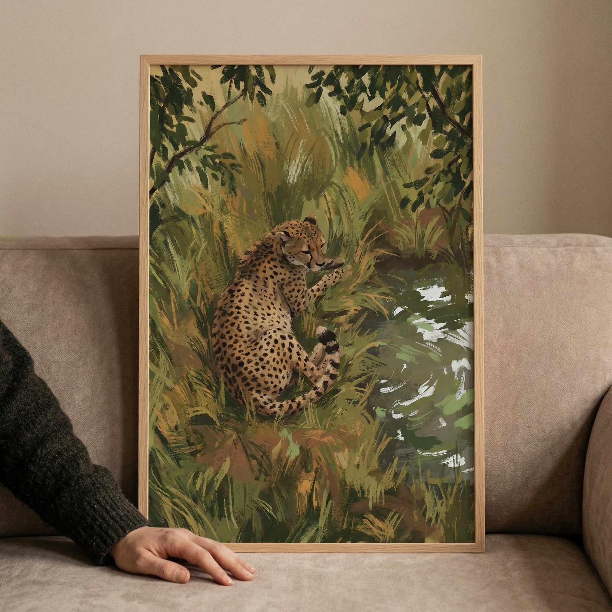 Resting Watering Hole Cheetah Wall Art - Spotted Serenity