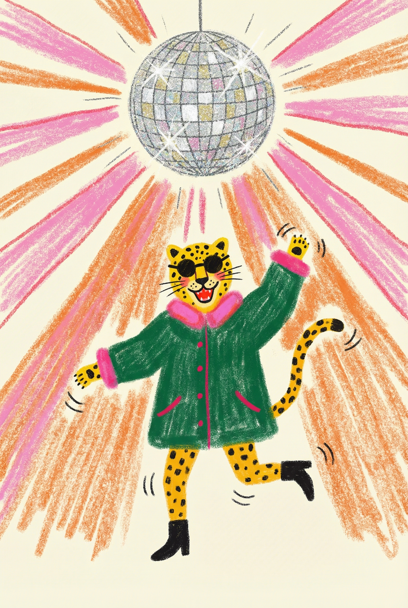 Retro Disco Ball Leopard Wall Art - Disco Leopard Groove