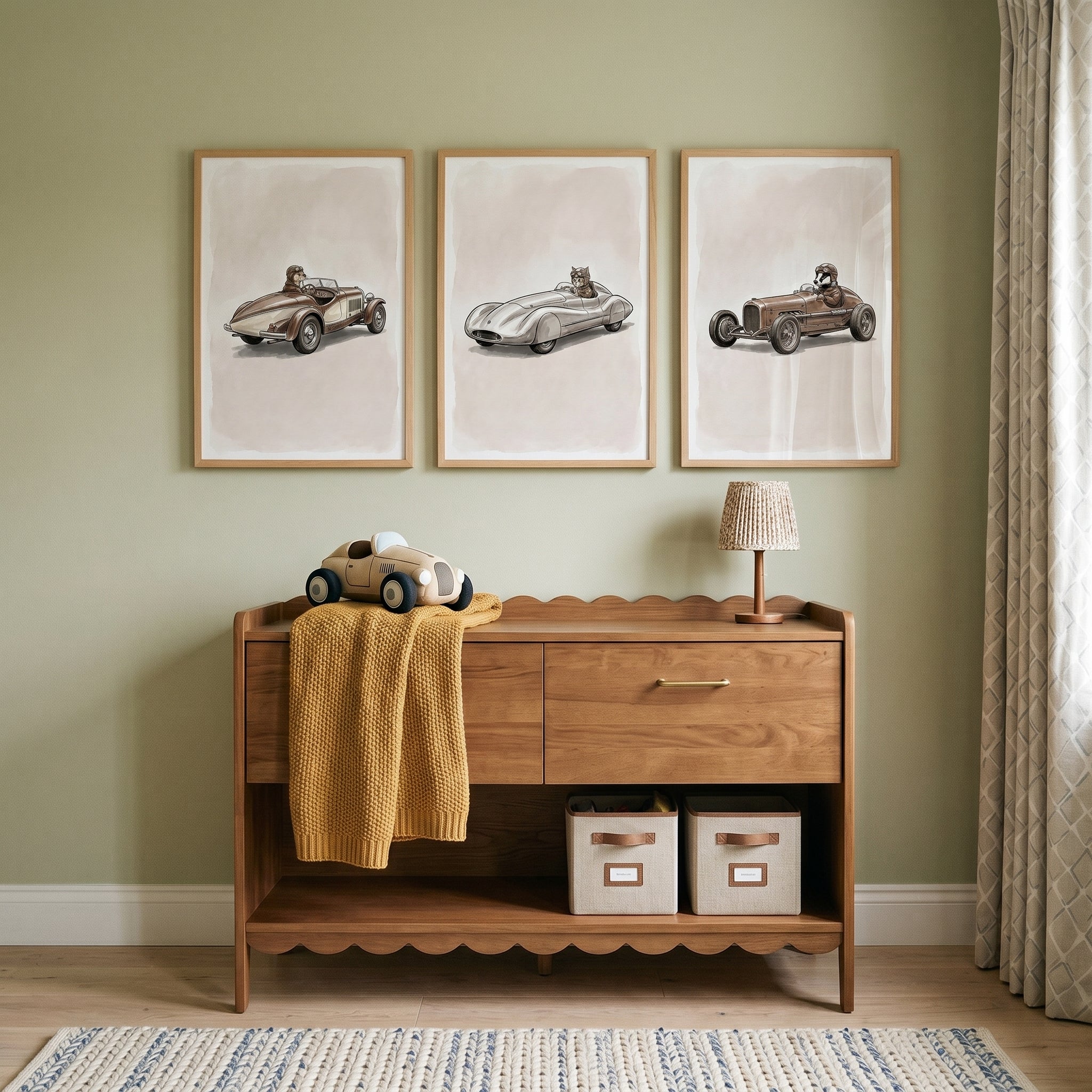 Retro Grand Prix Animal Wall Art Set of 3 - Retro Speedster Animals