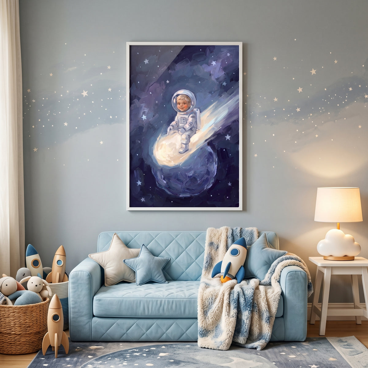 Riding Comet Baby Astronaut Wall Art - Starlight Comet Ride