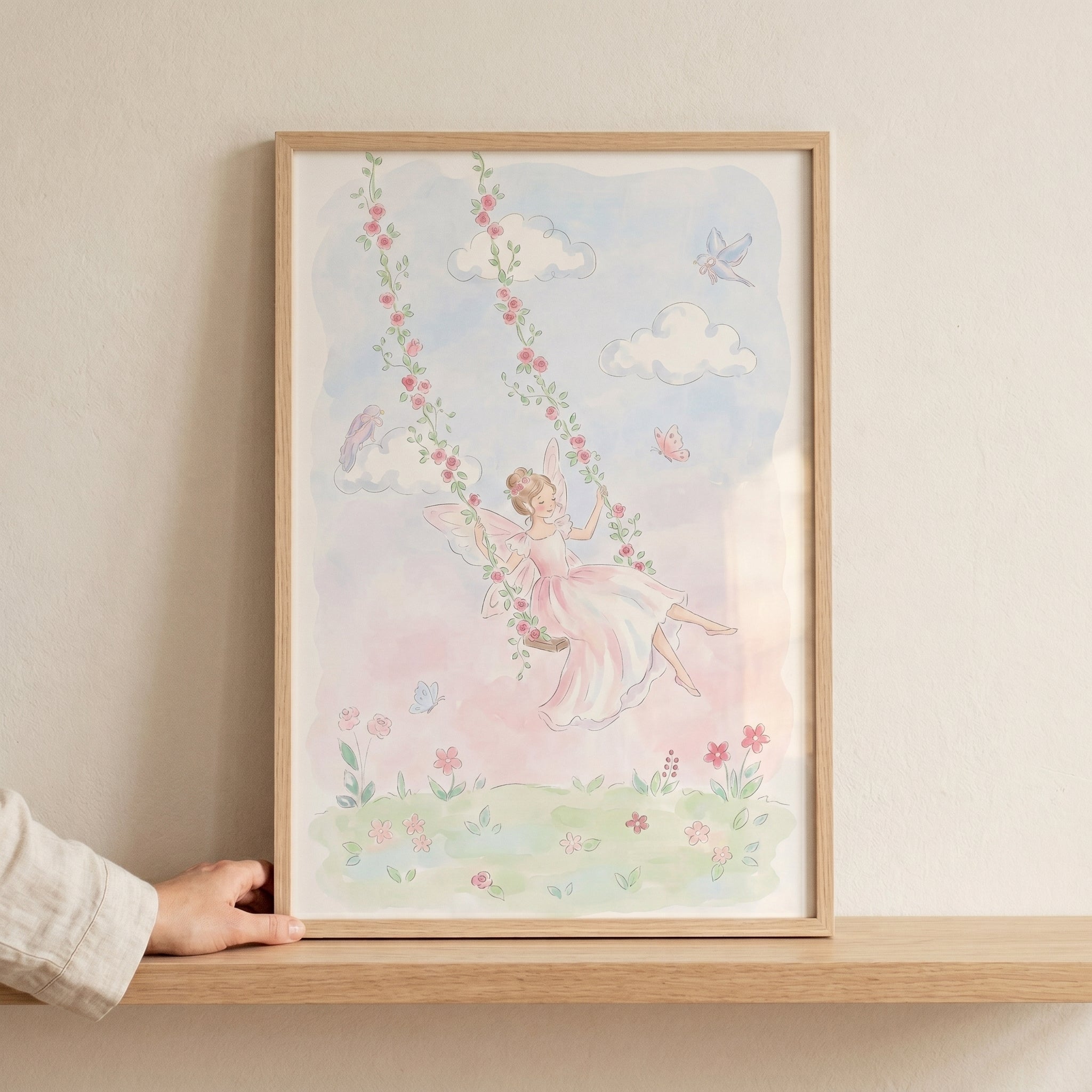 Rose Swing Fairy Wall Art - Fairy Rose Swing