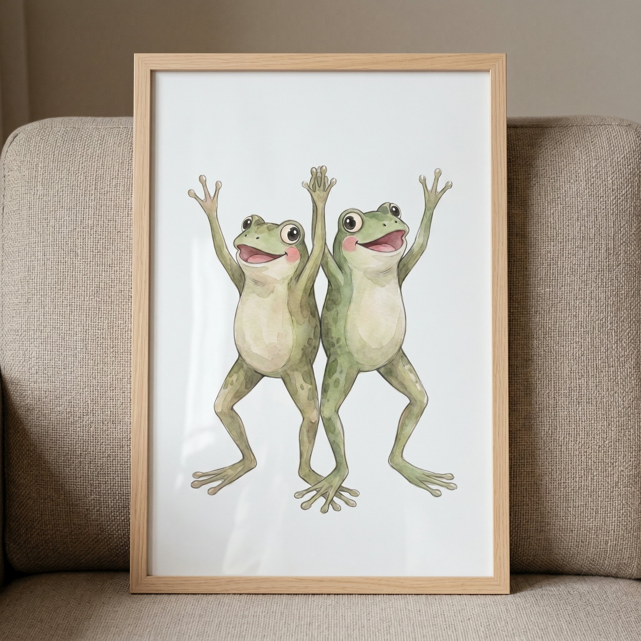Rosy Cheek Cheering Frogs Wall Art - Happy Frog Duo